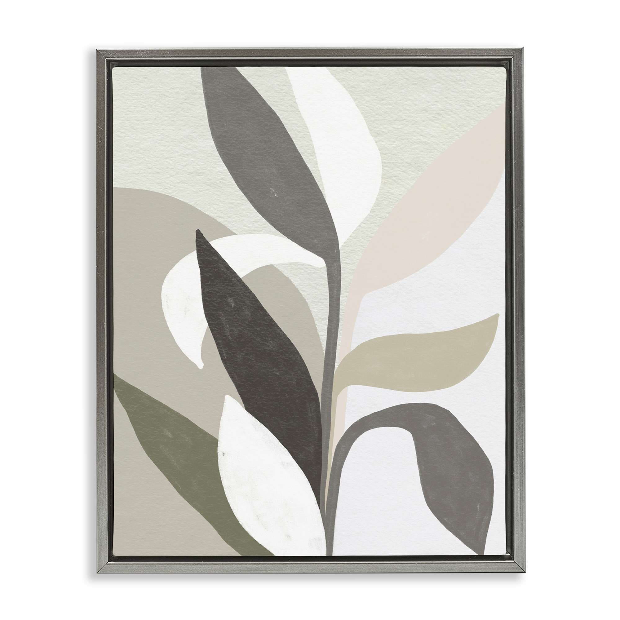 Stupell Industries BS-372-FFL-24X30 Soft Modern Organic Leaves Gray Framed Floater Canvas Wall Art By June Erica Vess 25 x 31