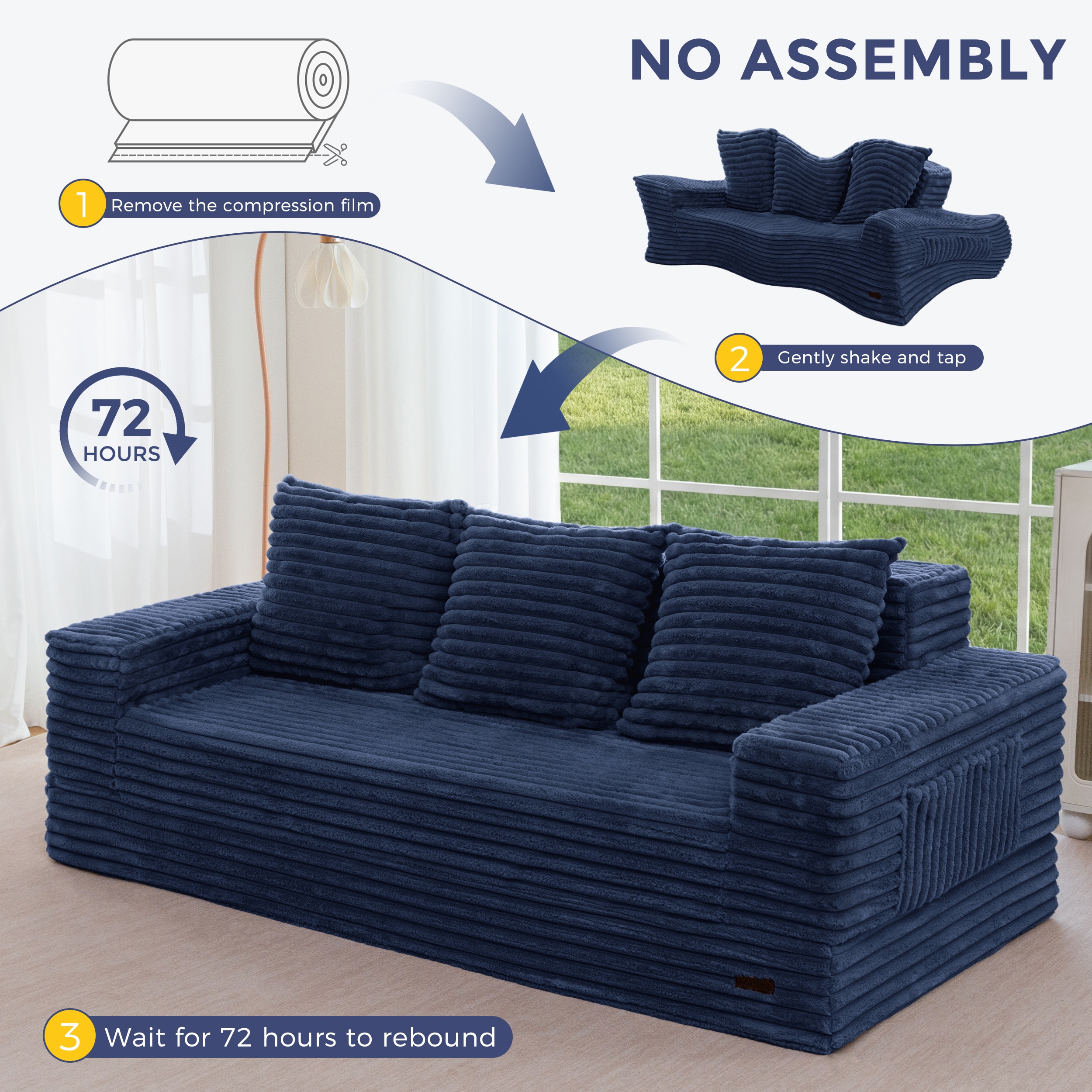 MAXYOYO A131-NAVY-3SEATER Sofas-Loveseats - View #9