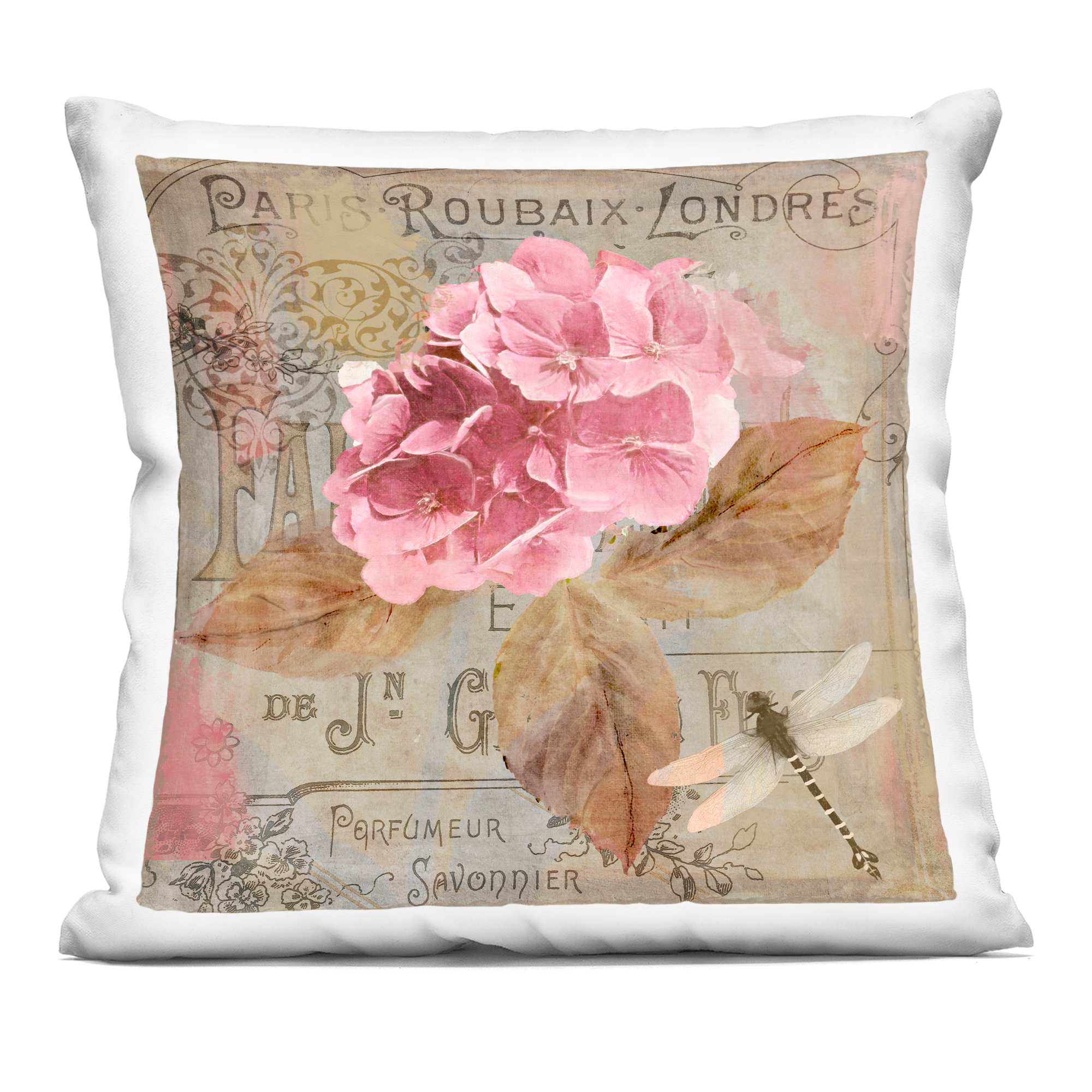 Stupell Industries - Vintage French Hydrangea Decorative Printed Pillow Design by Sasha