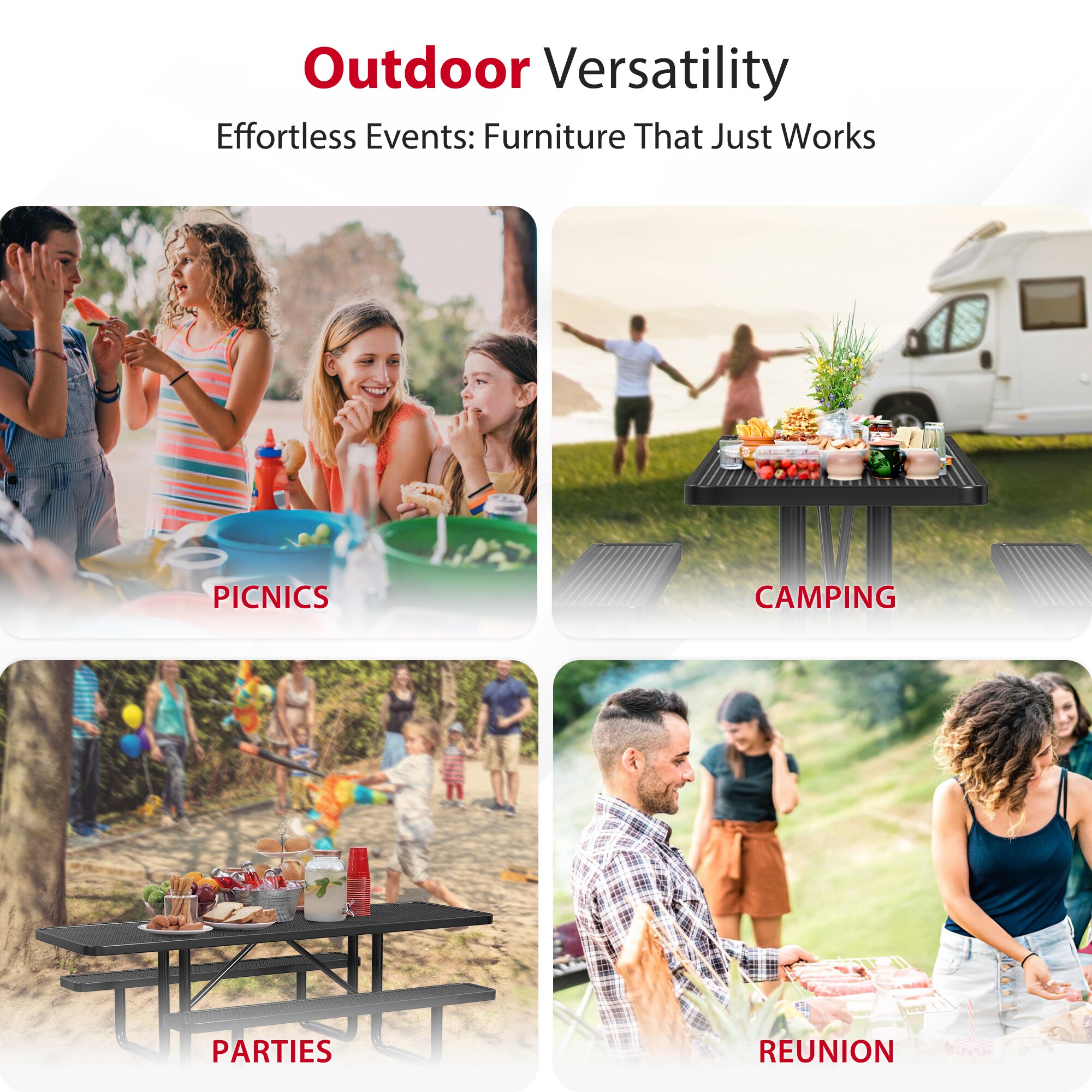 LeisureCraft T8XPP-ADA-BLACK Picnic-Tables - View #7