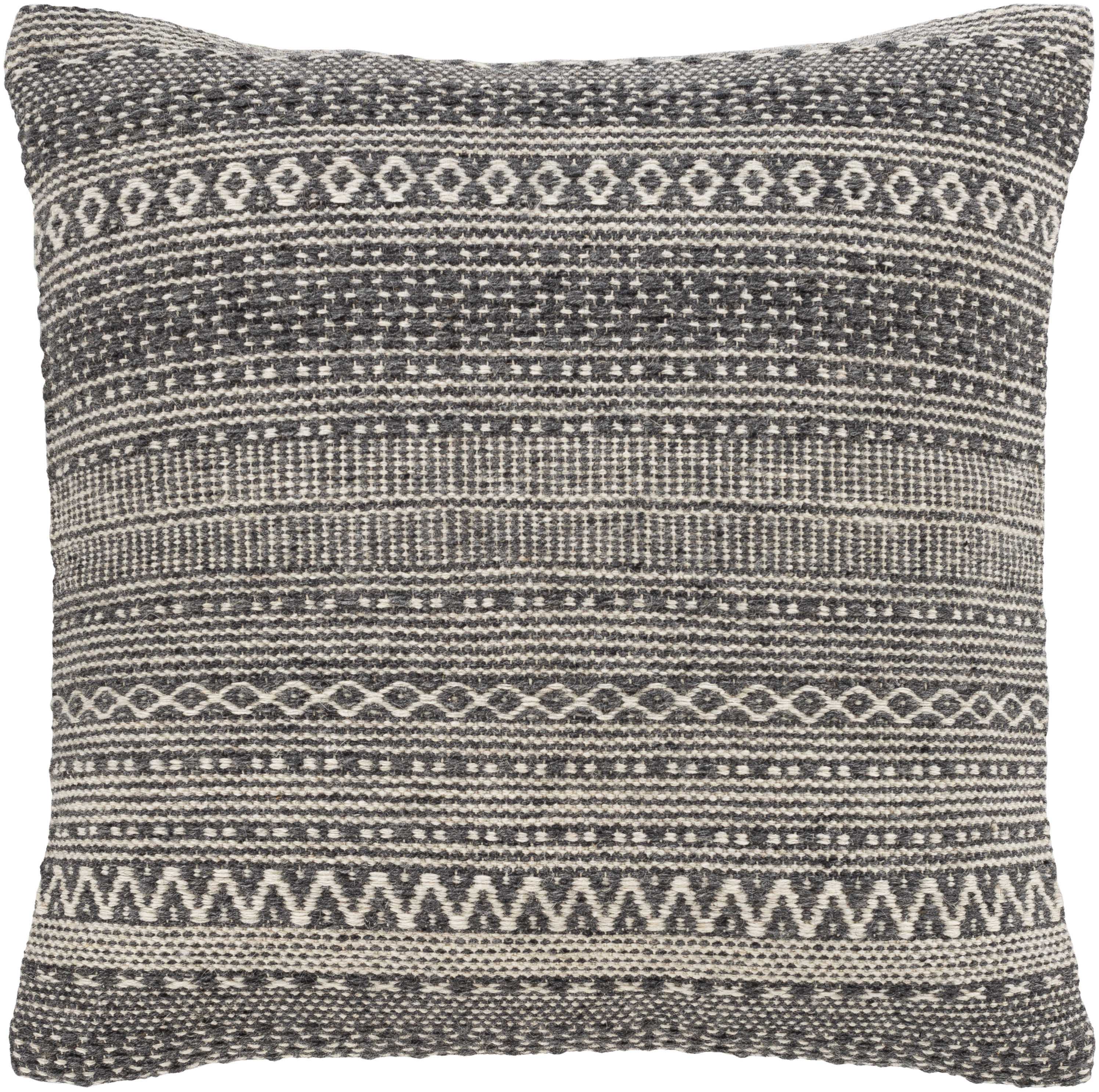 Surya Leif 20-in x 20-in Charcoal 80% Wool, 20% Cotton Indoor ...