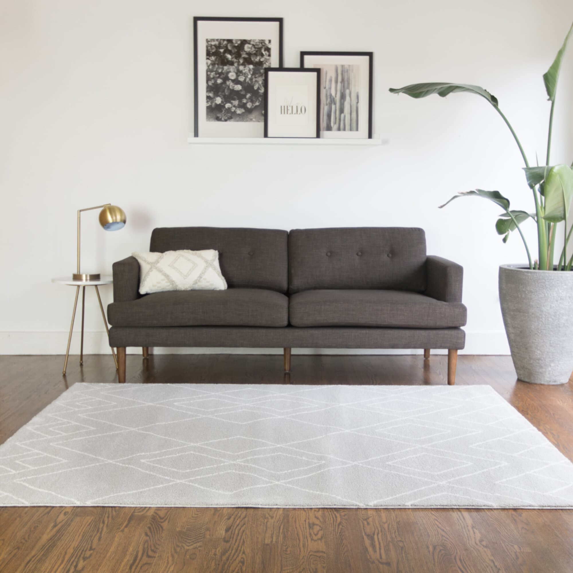 Balta 3003839 2 x 7 (ft) Loomed Polypropylene Grey Rectangular Indoor Geometric Global Runner rug