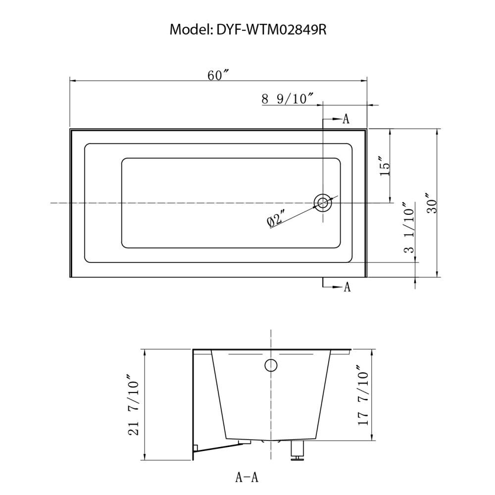 Dyconn Faucet Avalon 30-in x 60-in White Acrylic Alcove Soaking Bathtub ...