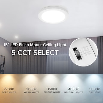Maxxima Mount 1-Light 14.56-in White LED Mount Light in Flush Mount Lighting department at