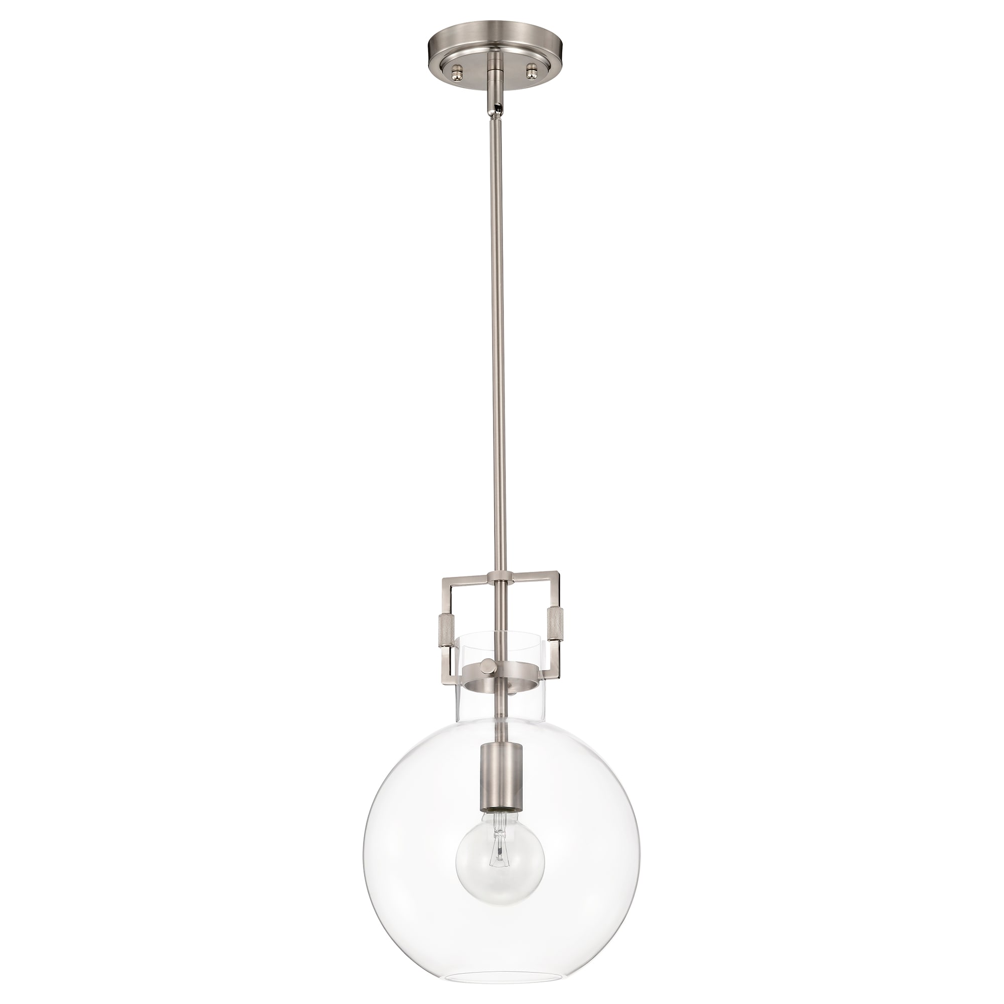 Brushed Nickel 10" Globe Clear Glass Pendant Light