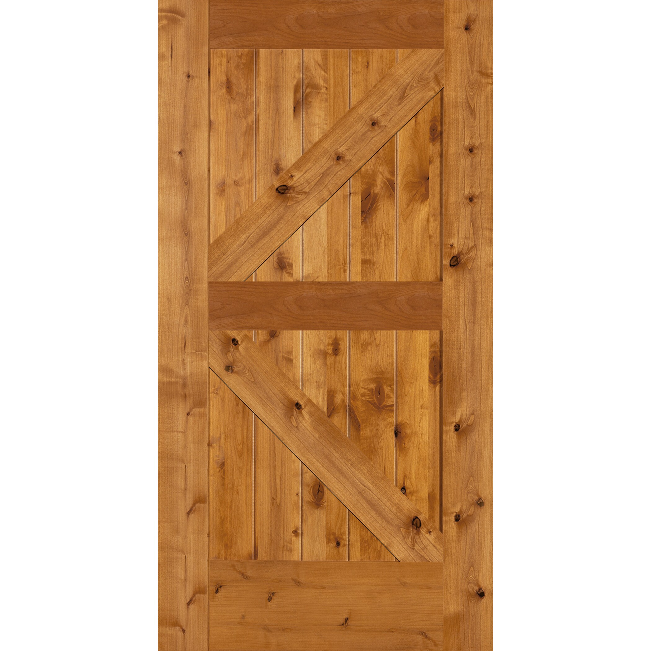 SIMPSON LO880338 42-in x 84-in Raw Unfinished K-frame Knotty alder Wood Solid core Single Barn Door (Hardware Not Included)