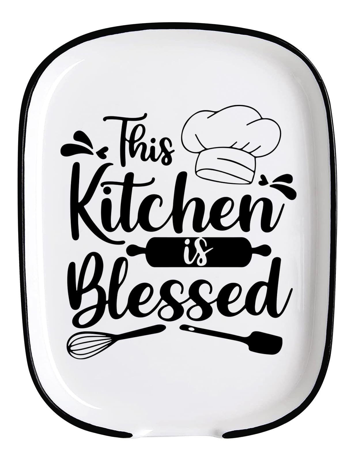 Aoibox  Funny Quote White Ceramic Spoon Rest for Stove Top and Kitchen Counter Dishwasher Safe Utensil Rest
