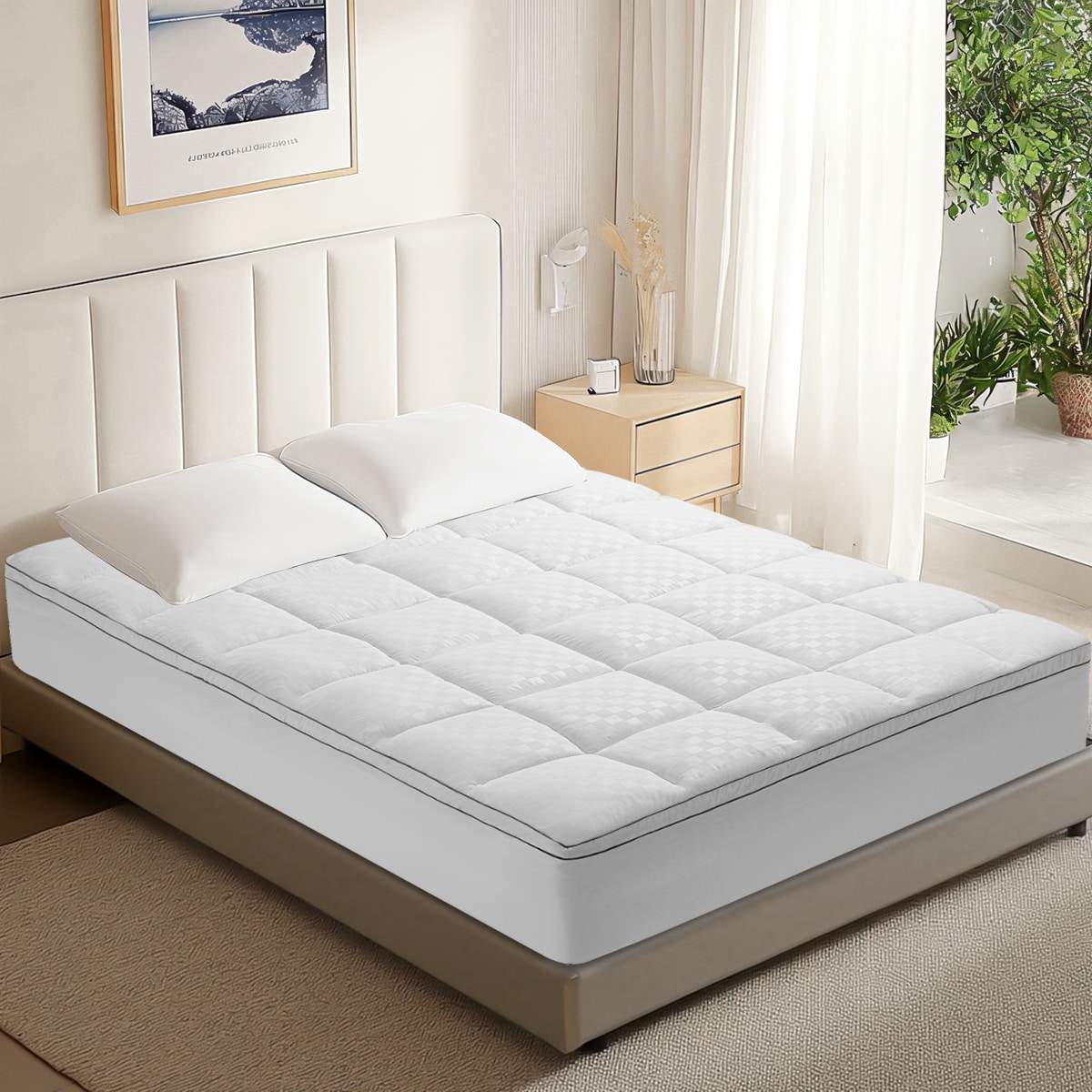 JEAREY JE-ZSHXB-GH-F 2-inch Thick 16-in D Polyester King Hypoallergenic Mattress topper