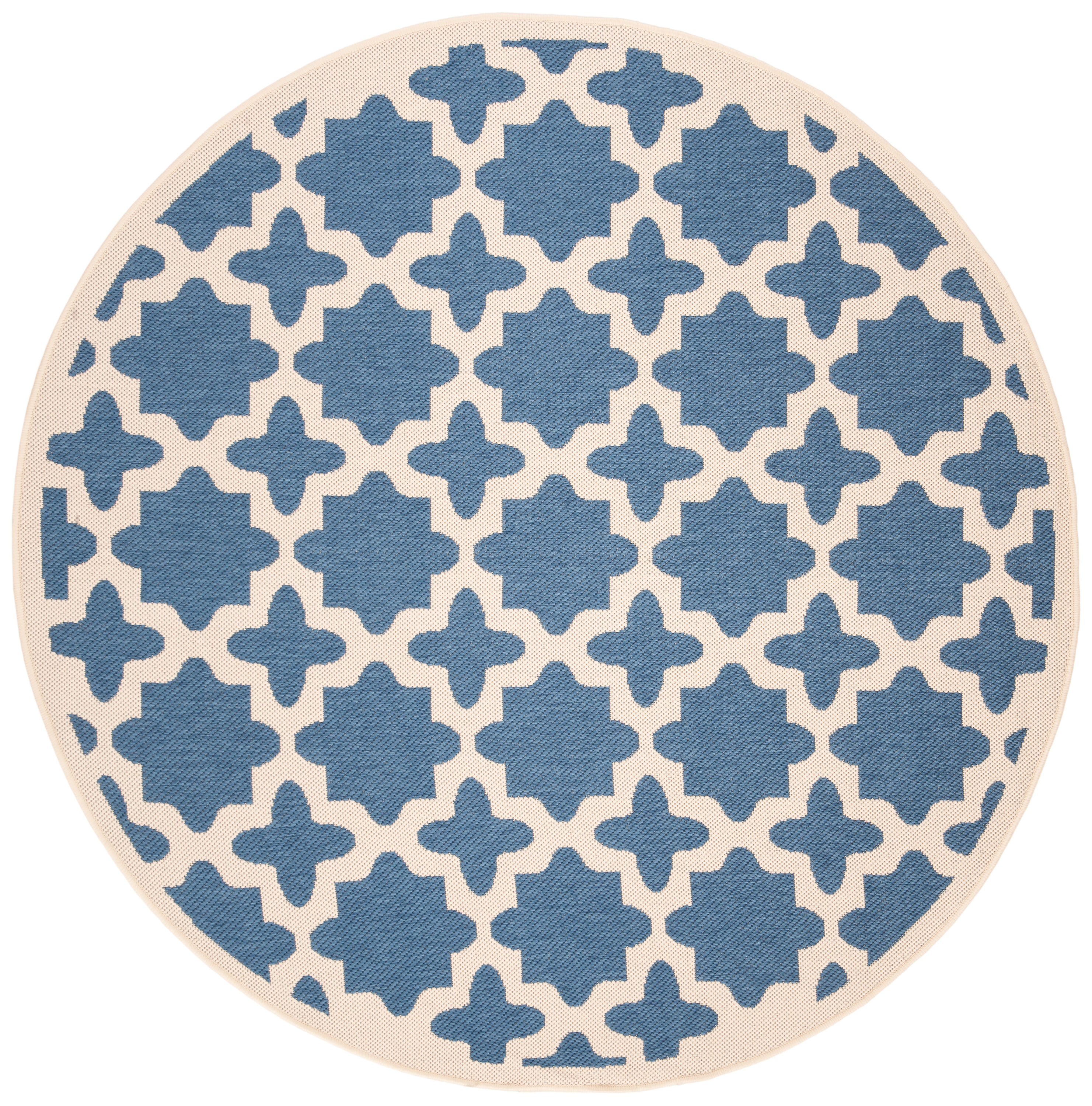 Safavieh CY6913-243-8R Courtyard Hawi 8 x 8 (ft) Loomed Polypropylene Blue/Beige Round Indoor/Outdoor Abstract Area rug