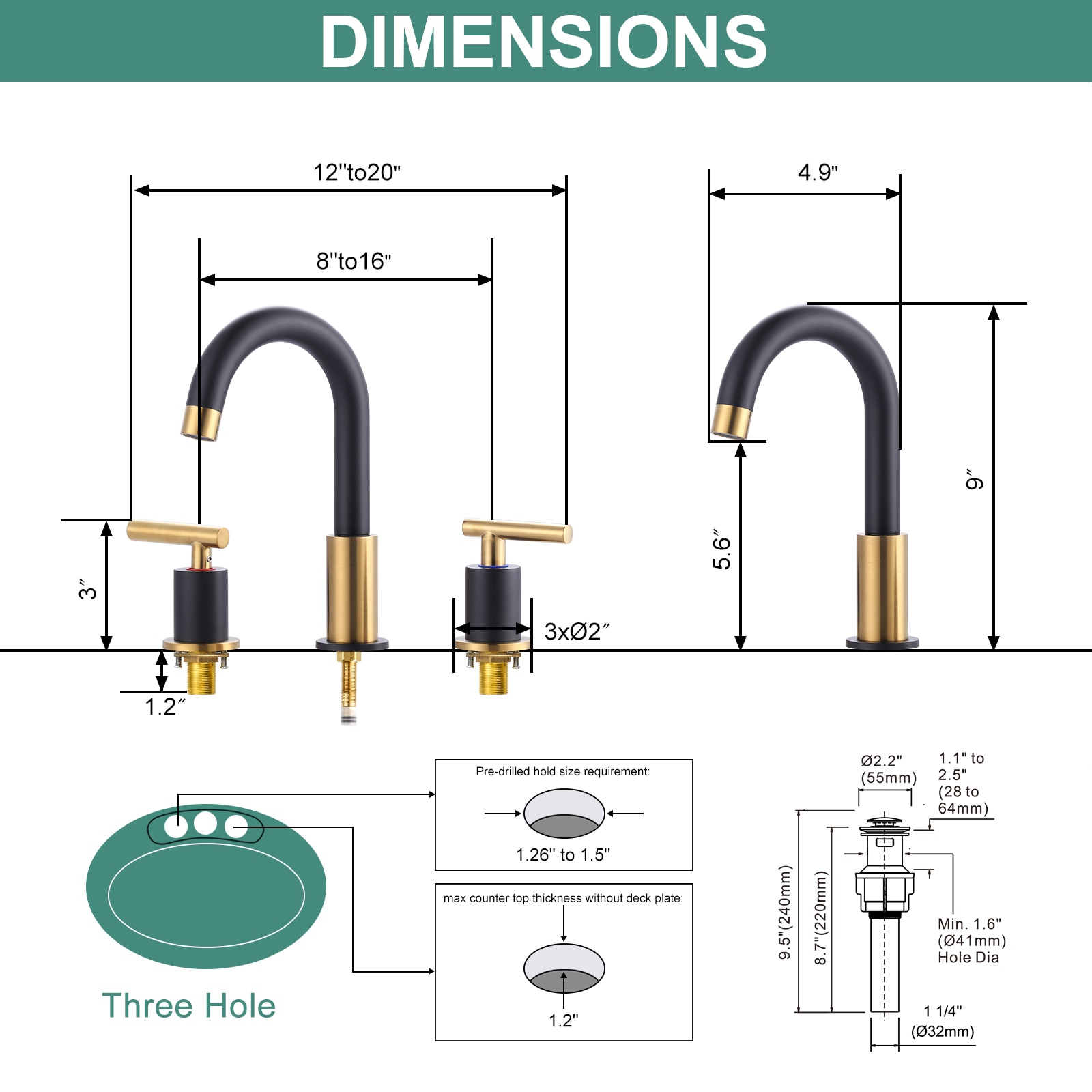 WOWOW 2325200GB Lavatory-Faucets - View #8