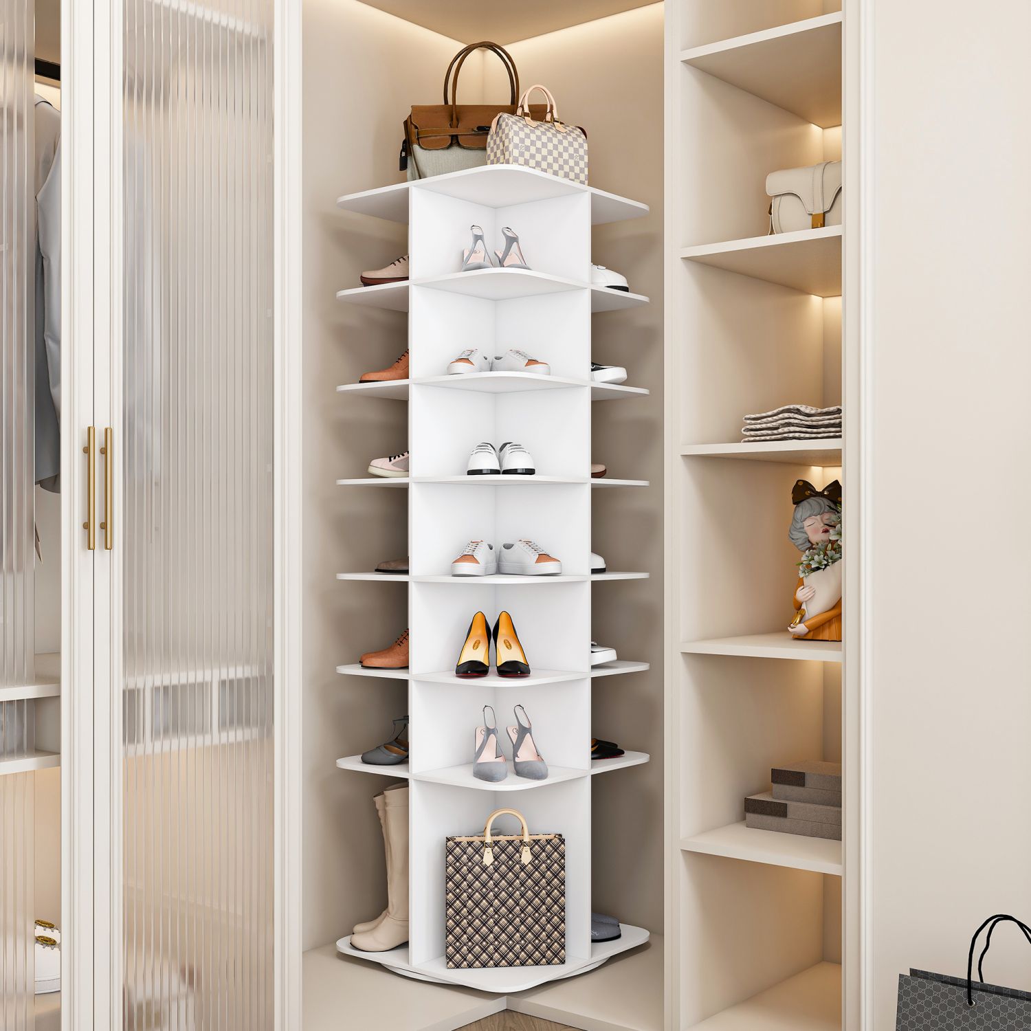 Blisstyle 72.44-in H 7 Tier 28 pair white PVC Shoe rack