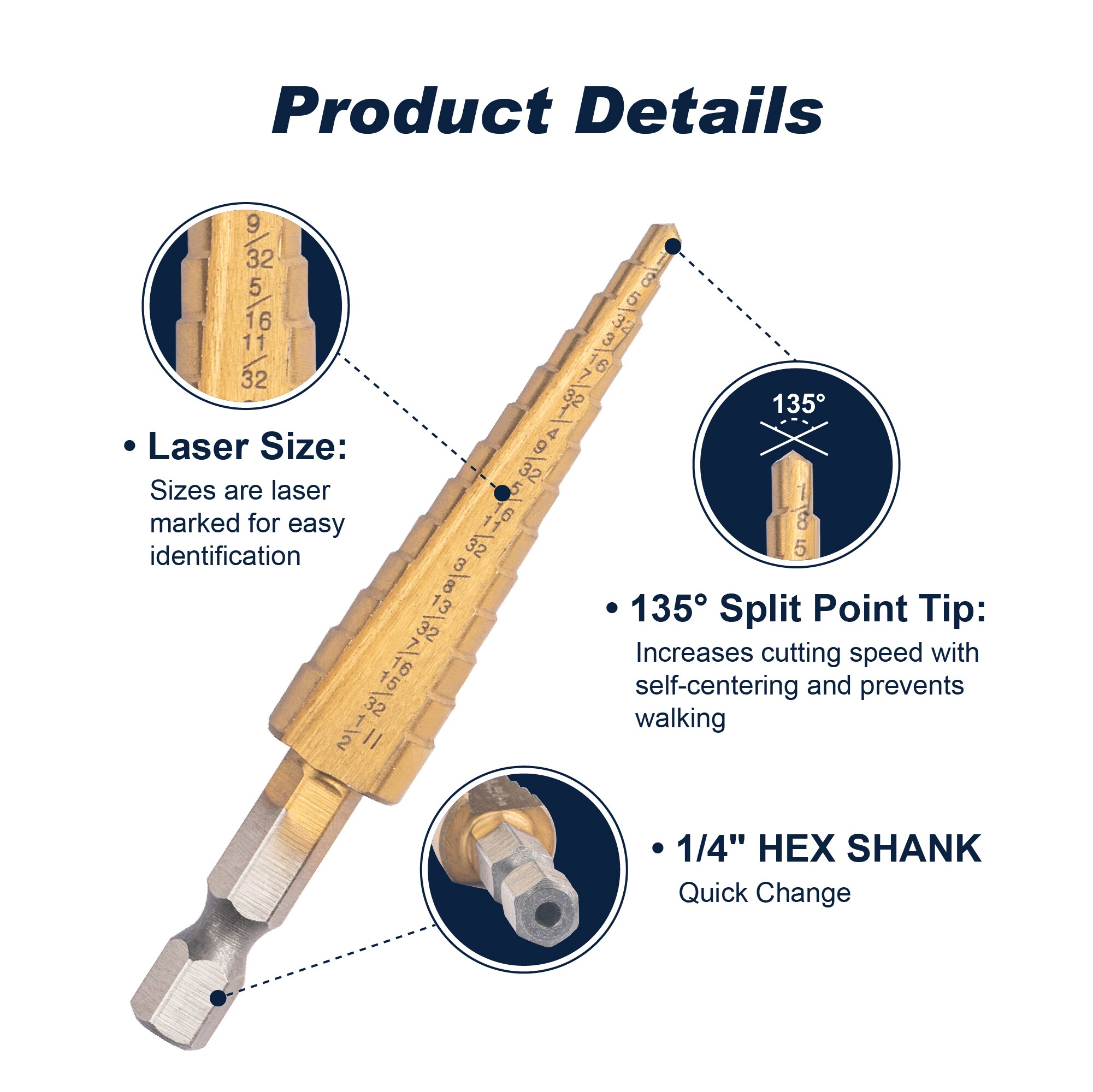 Project Source QJSTPSET3 Metal-Step-Drill-Bits - View #5