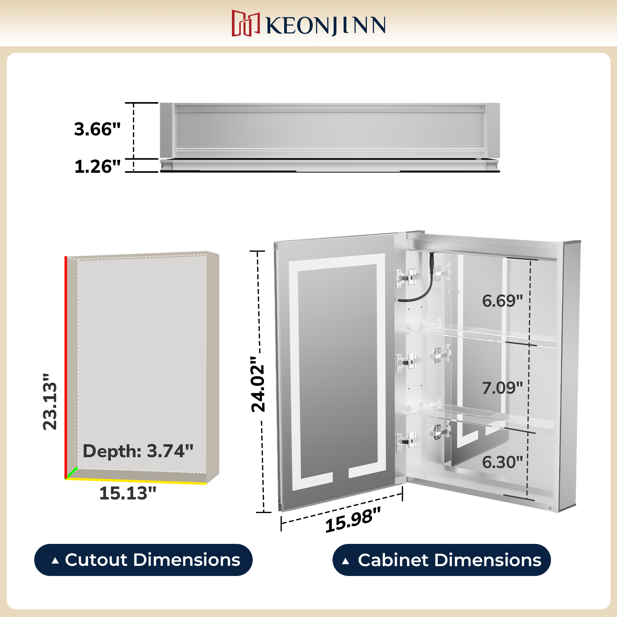 Keonjinn LW-JG-ZG-4161 Bathroom-Medicine-Cabinets - View #2