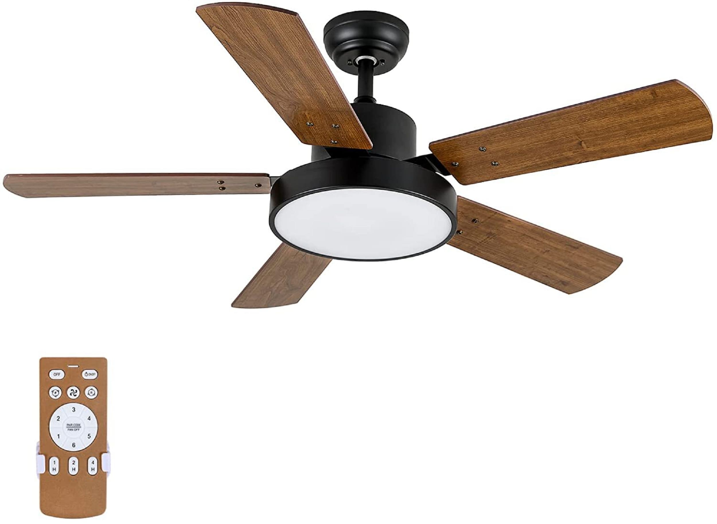 Flynama W1134-44WOODBLADES5 44-in Integrated LED Brown with Brown Blades Ceiling Fan With Light - Remote Included ( 5 -Blade )