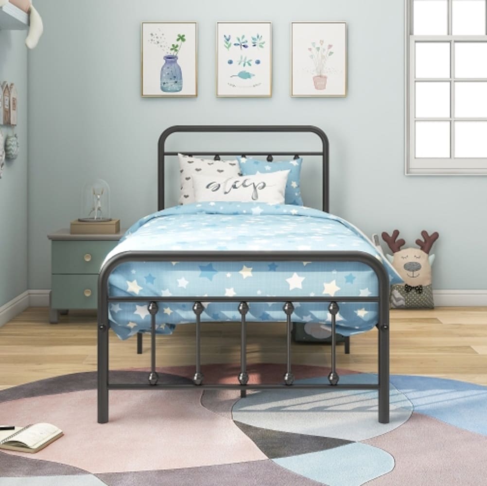 ZAKLOOP WU84068777 Black Twin Metal Platform Bed