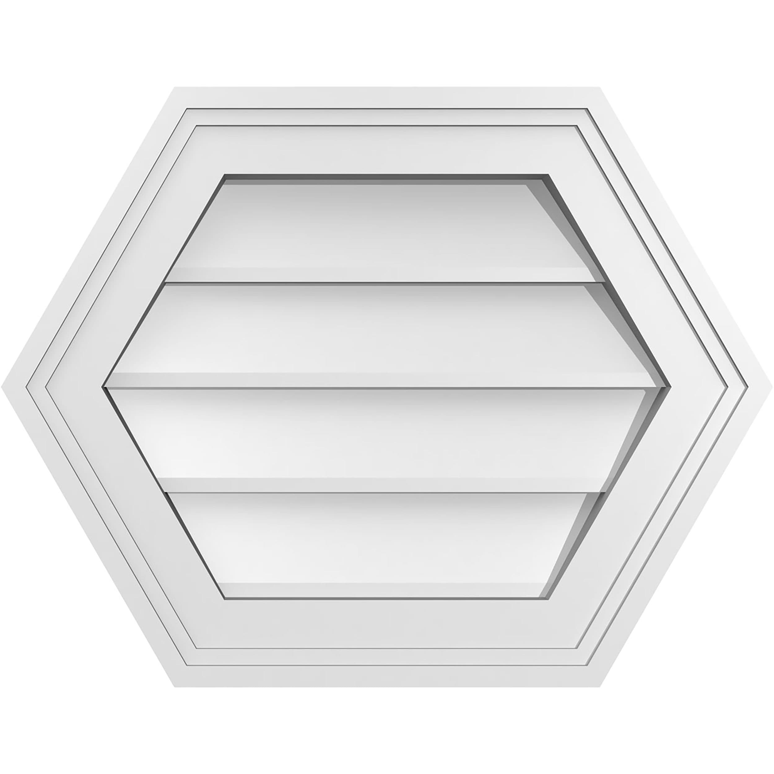 Ekena Millwork GVPHP18X1402SN 18-Inches x 14-Inches Off-white Peaked PVC Gable Louver Vent
