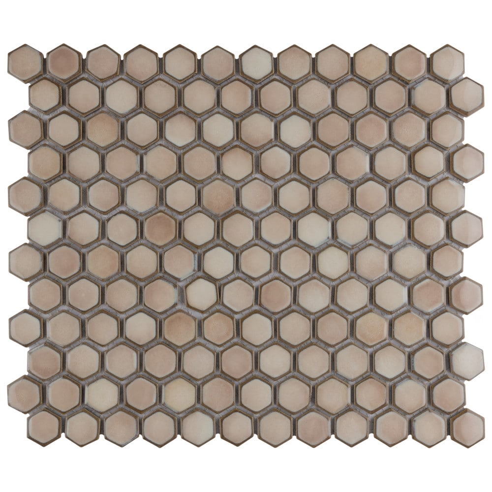 Affinity Tile S1FPLH1X71 Sample- Hudson 1 in. Hex Truffle 6-in x 6-in Glossy Porcelain Patterned Hexagon Floor and Wall Tile