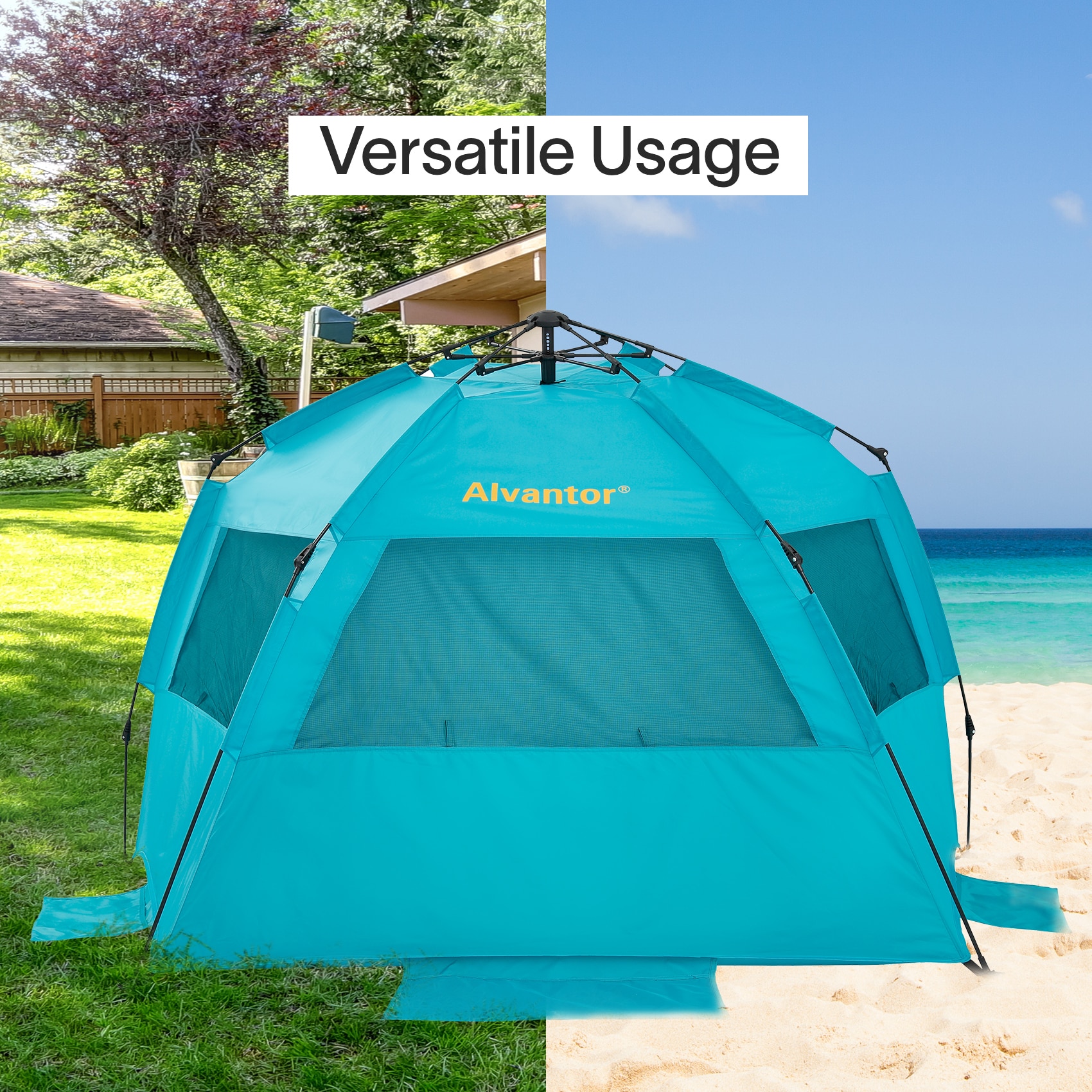 Blue Pop-Up Beach Tent with Carry Bag and UV Protection