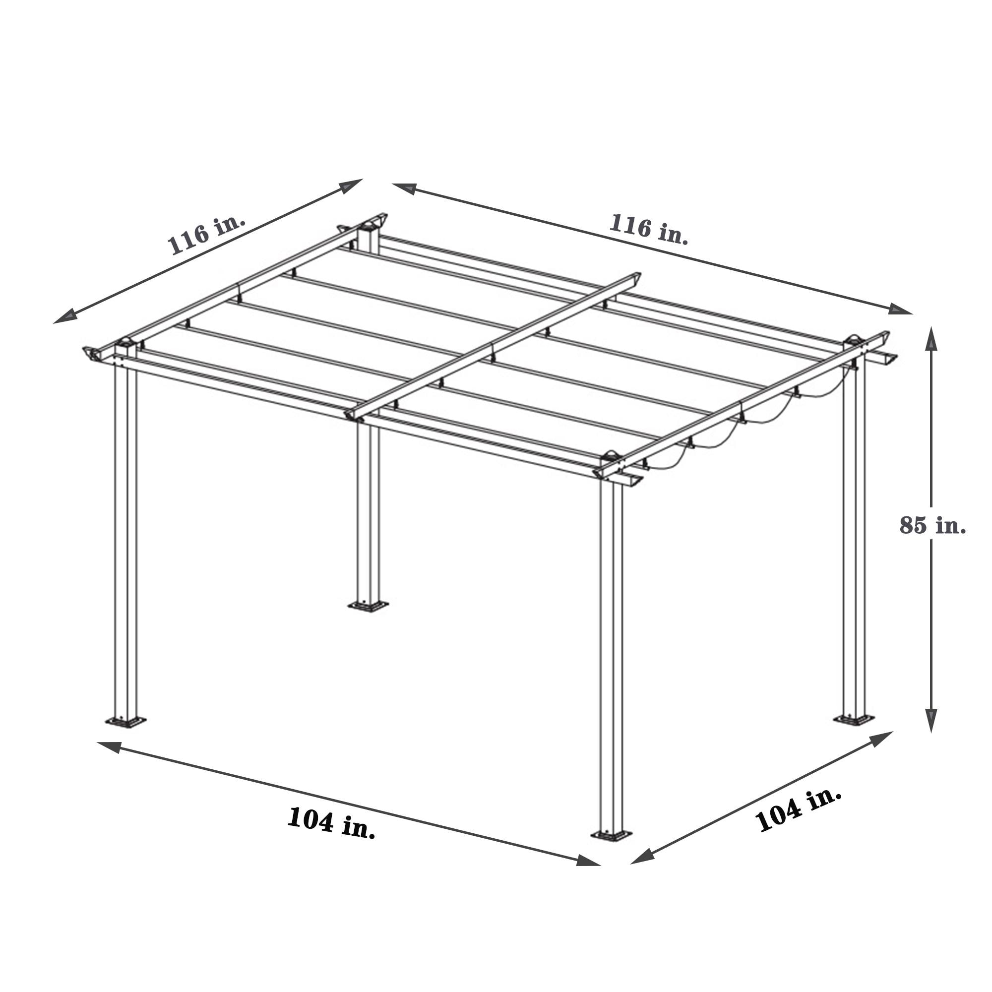 Bayfeve 10-ft x 10-ft Outdoor Patio Retractable Gazebo Square Gray ...