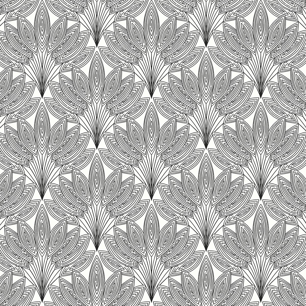 NextWall NW47300 40.5-Sq. Feet Ebony Vinyl Floral Self-adhesive Peel and Stick Wallpaper