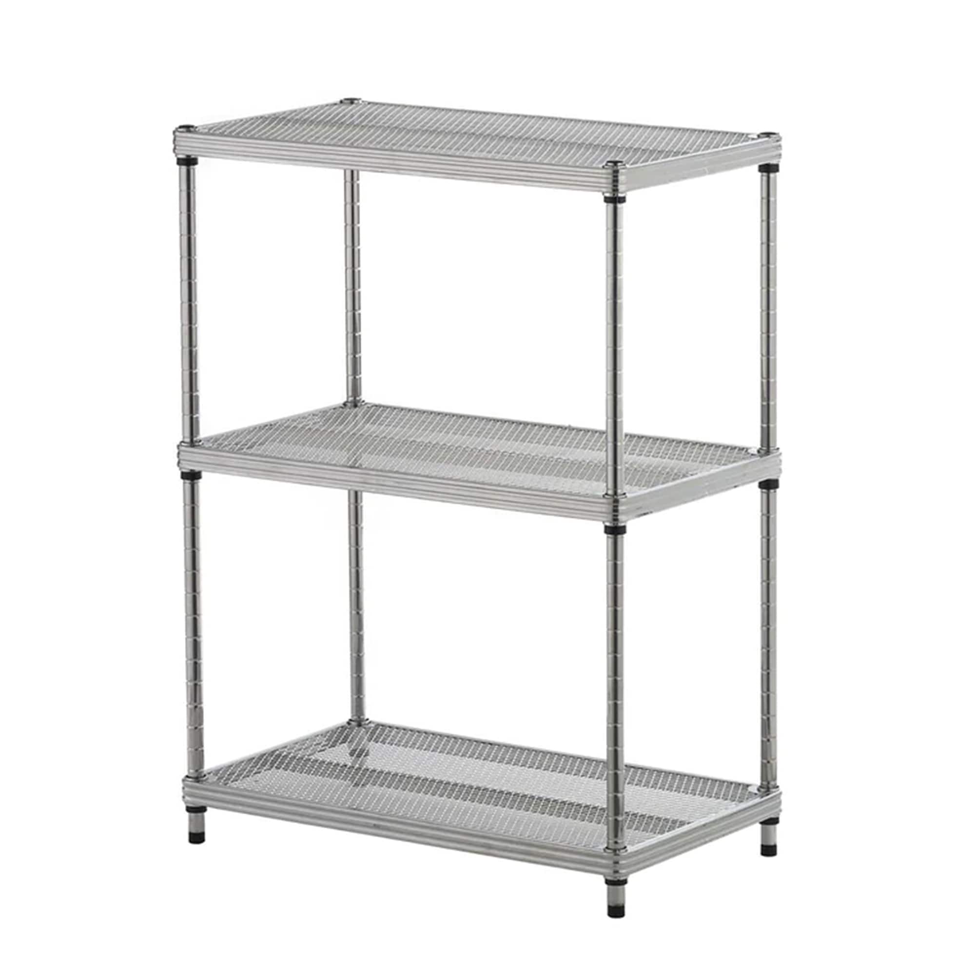 Design Ideas 325726 Stainless steel Heavy Duty 3 -Tier Utility shelving unit ( 13.8-in W x 23.6-in D x 31.5-in H ) ( Silver , ( 440-lb lbs. Capacity Per Shelf )