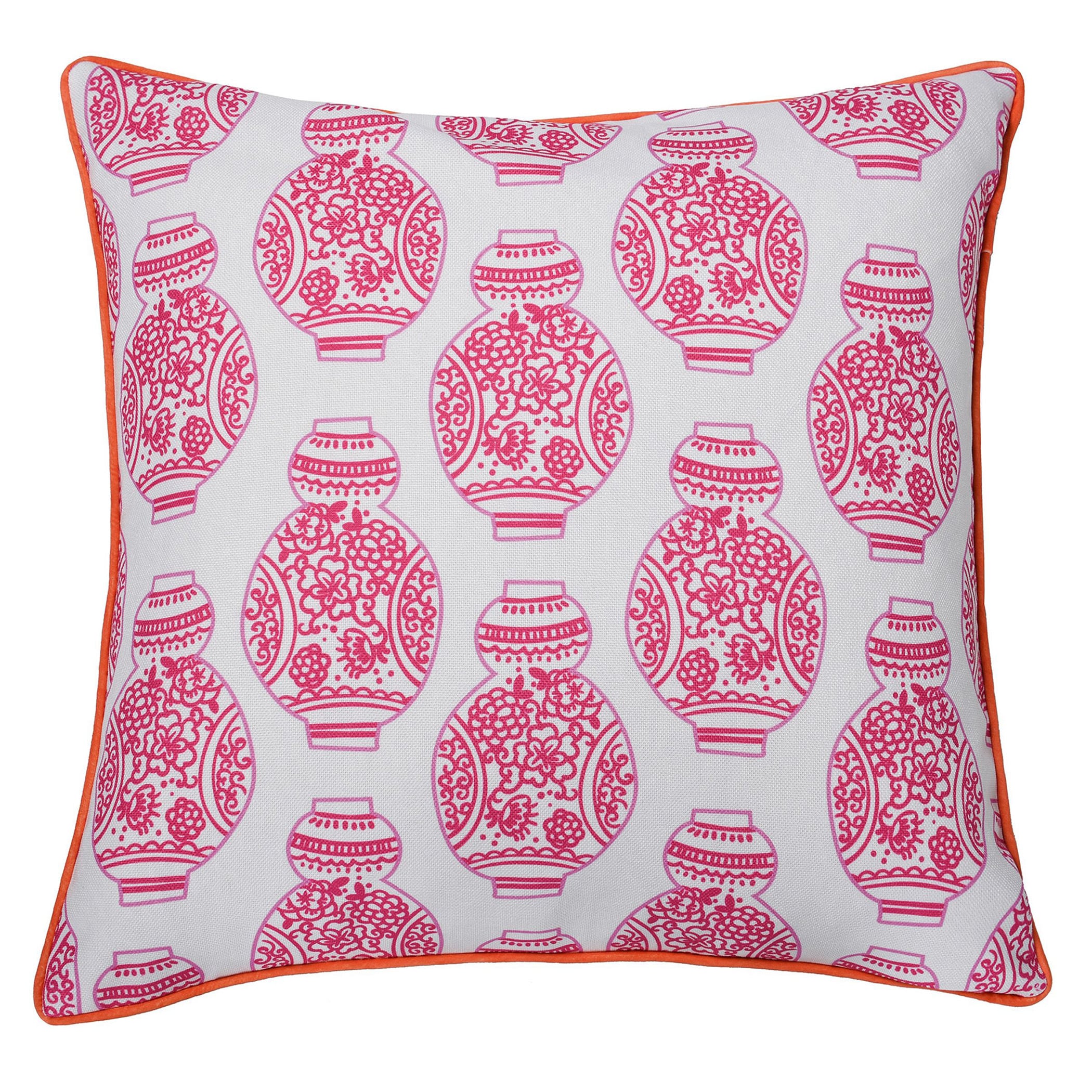 StyleCraft Home Collection Dann Foley 24-in x 24-in White, Pink, Orange, Velvet Navy Square Indoor Decorative Pillow