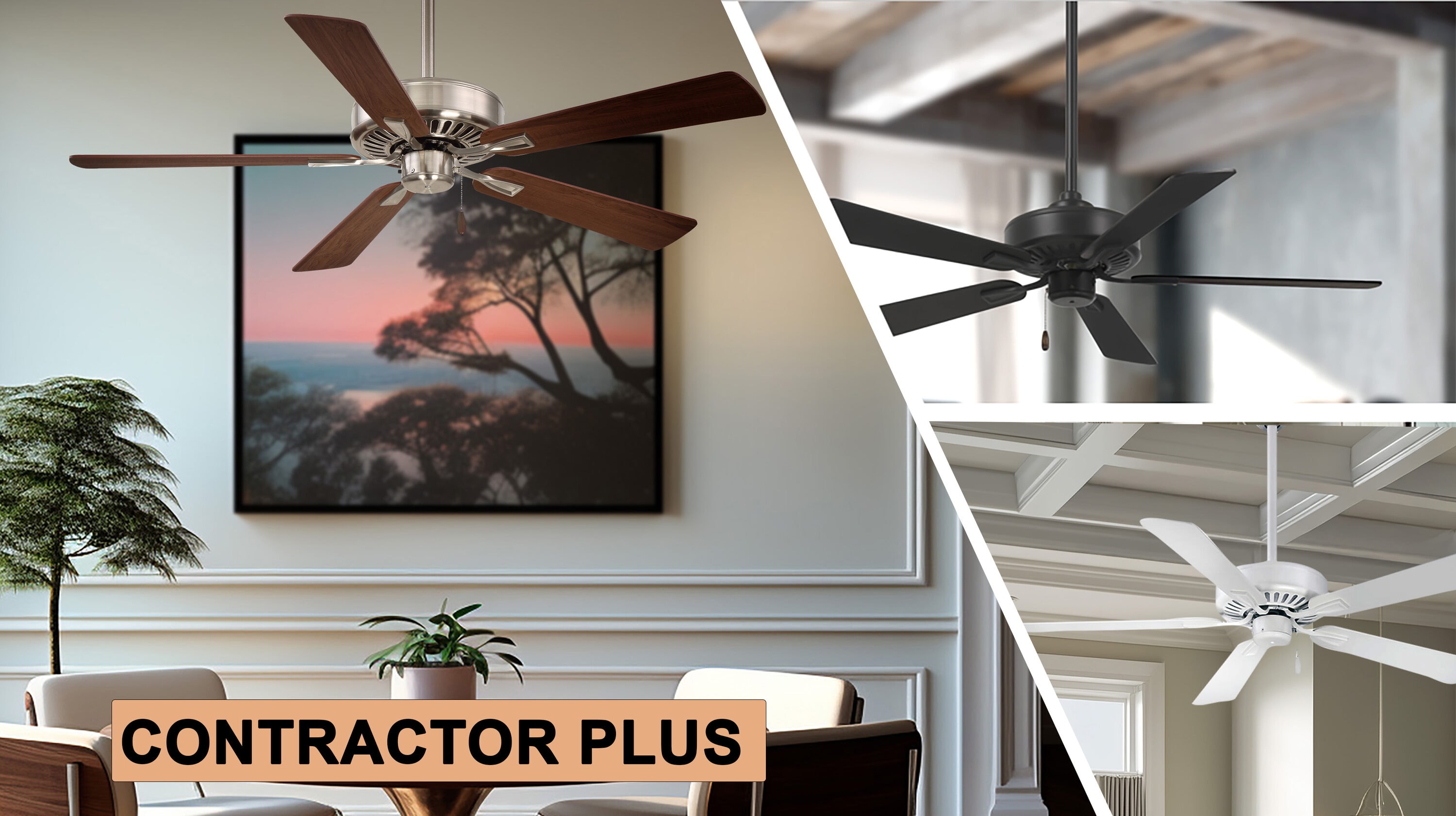 Minka Aire Contractor Plus 52-in Brushed Nickel with Medium Maple