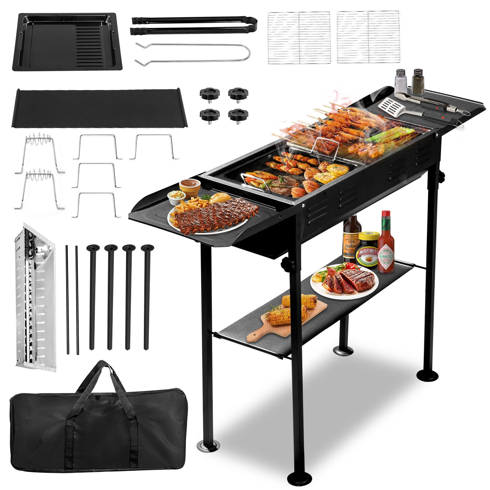 Winado LO1G57000864 Charcoal Grill 25-in W Black Charcoal Grill