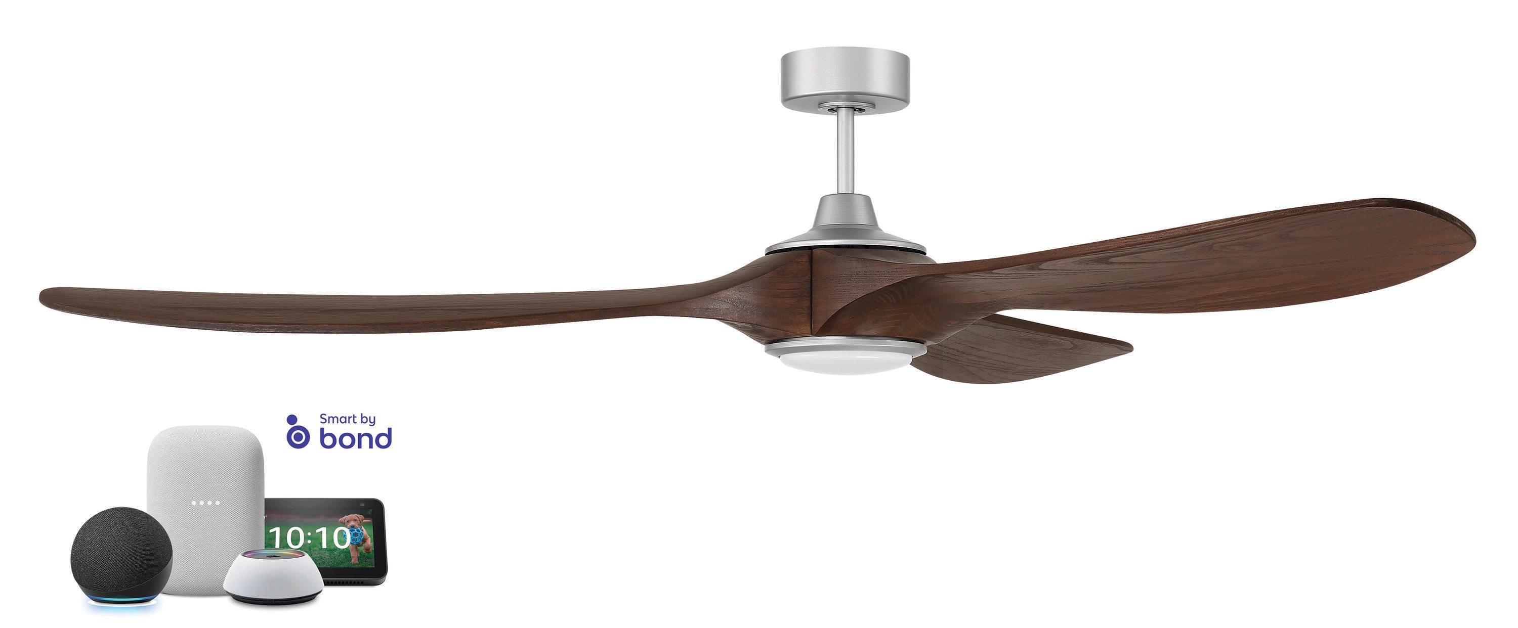 Craftmade EVY72PN3 Envy 72-in Integrated LED Outdoor Smart Painted Nickel with Dark Cedar Blades Propeller Ceiling Fan With Light - Remote Included ( 3 -Blade )