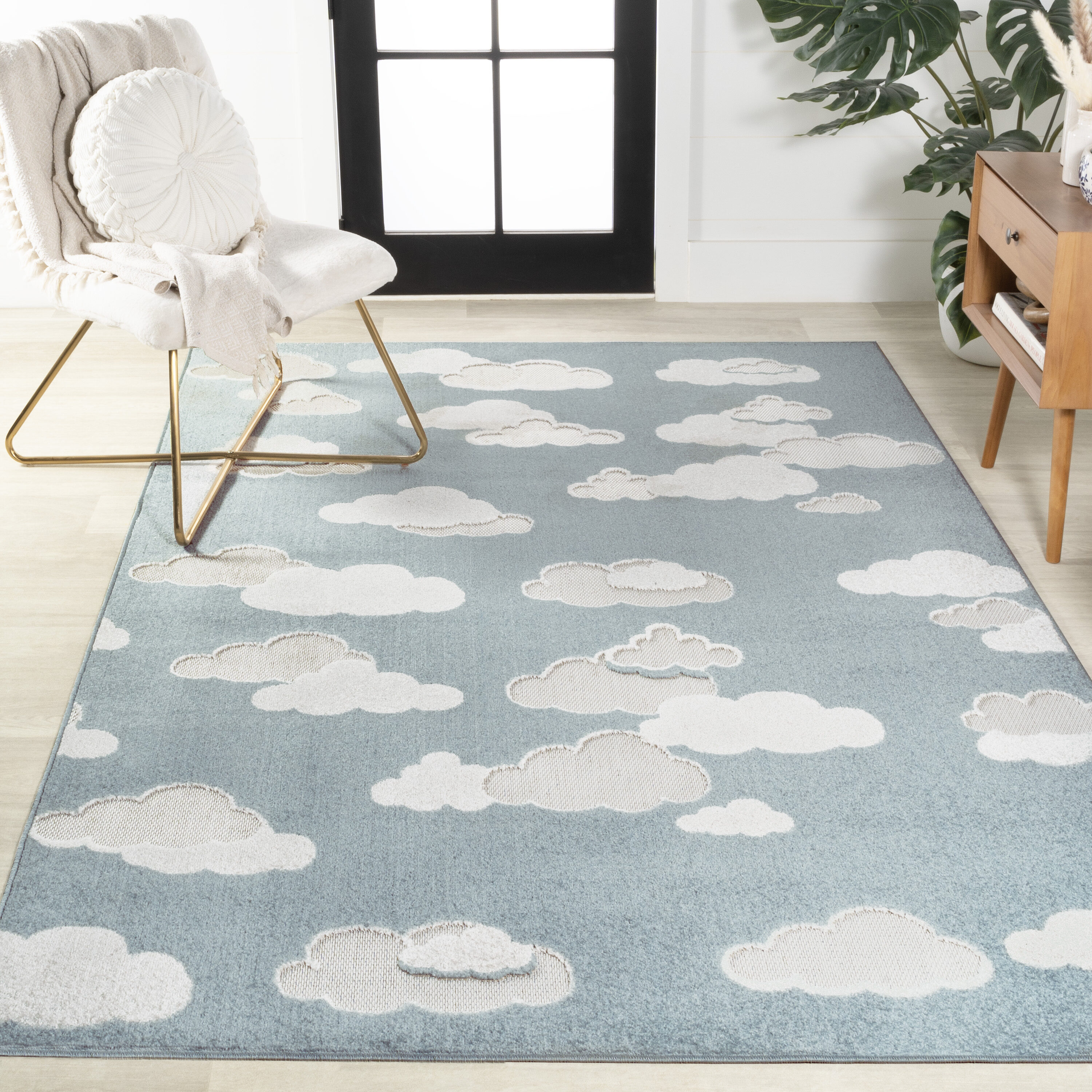 Hedwig Blue and Ivory Cloud Scandi 3x5 Area Rug