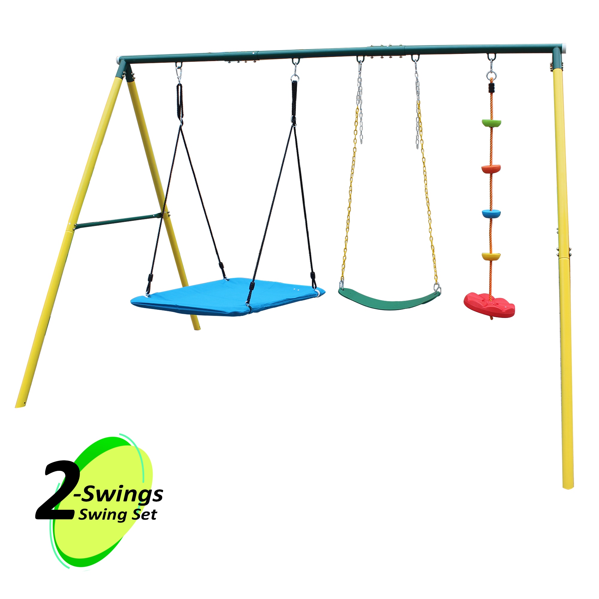 Fun Orange FUNPSQ407 Metal Swing Set Residential Steel Swing set with 2 Swings