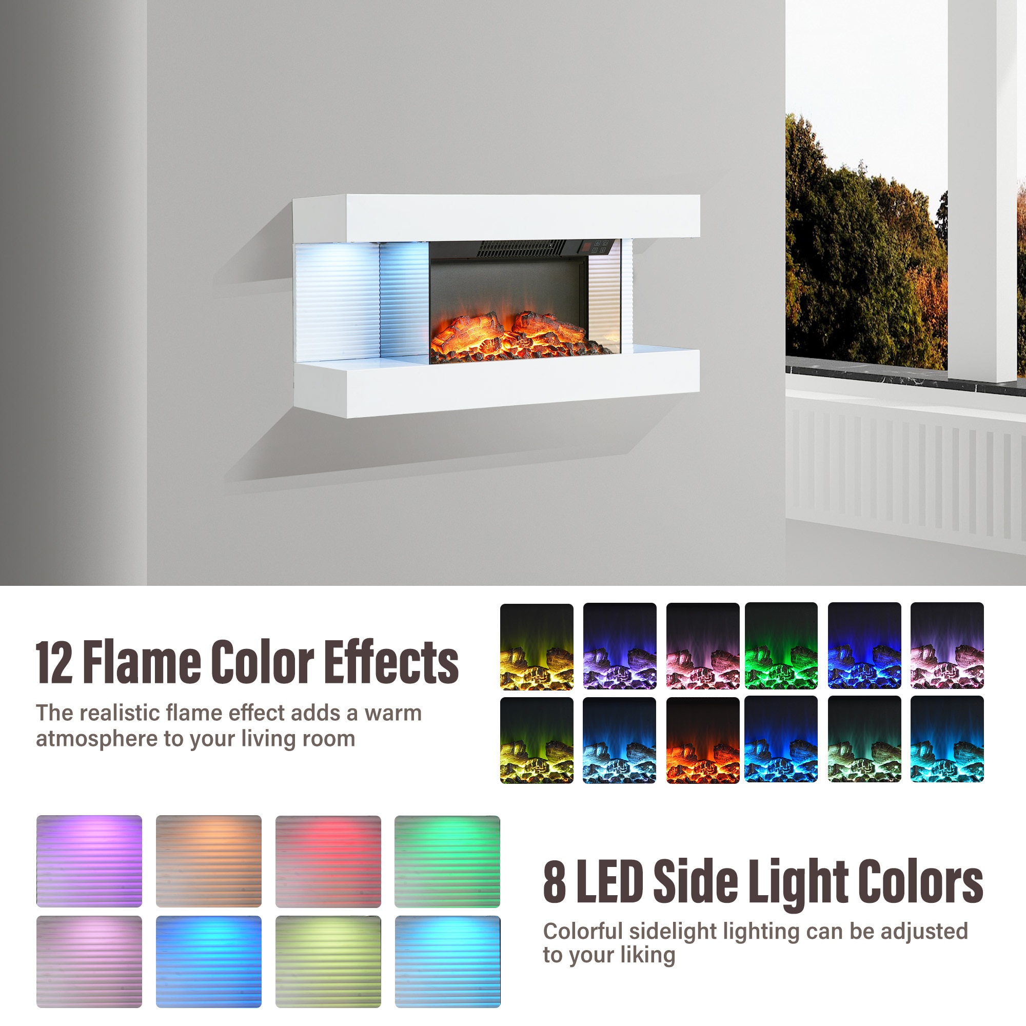 Clihome CL-TV01-WH Electric-Fireplaces - View #6