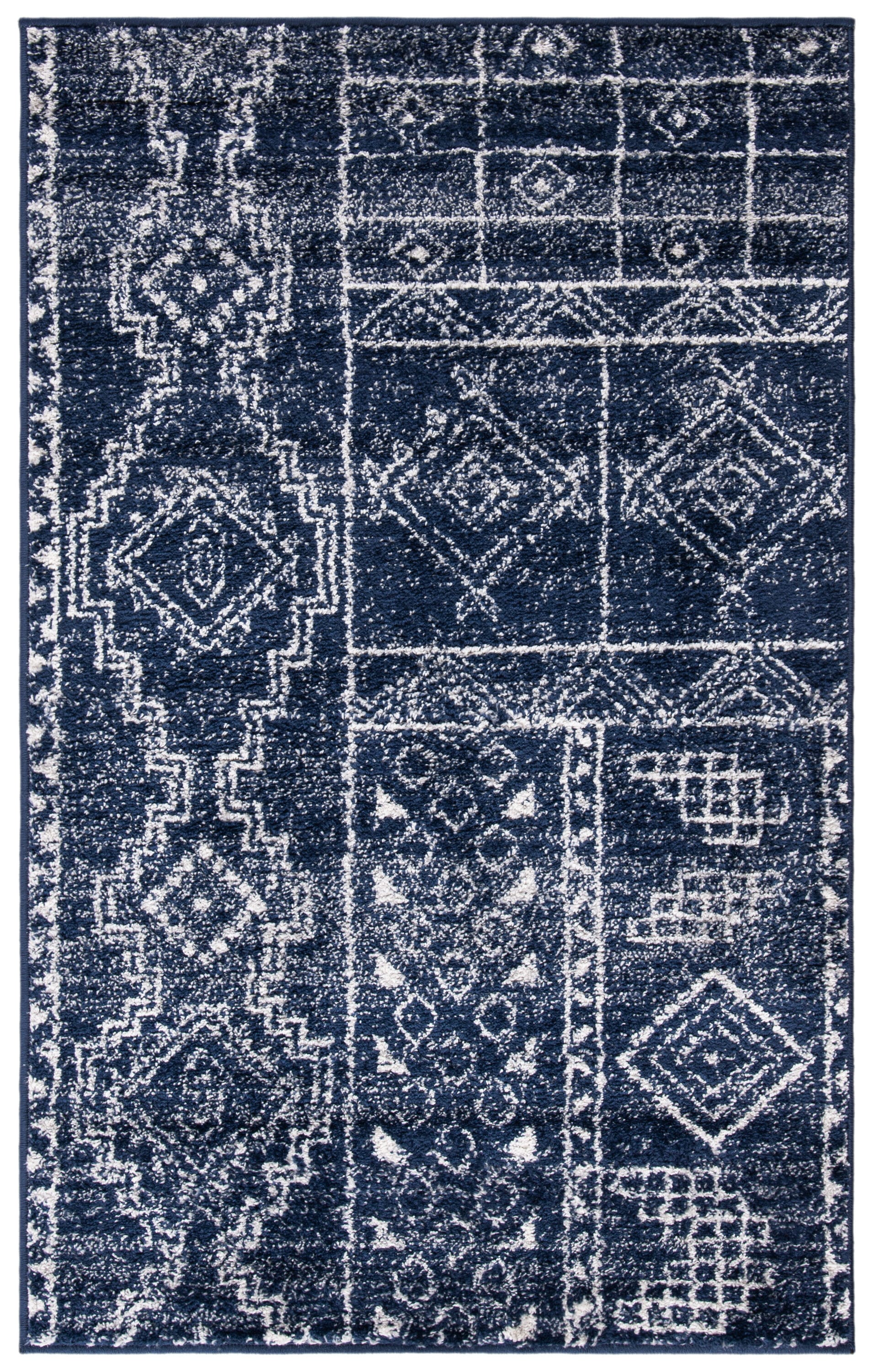 Adirondack 206N Navy Silver 3in x 5in Rug