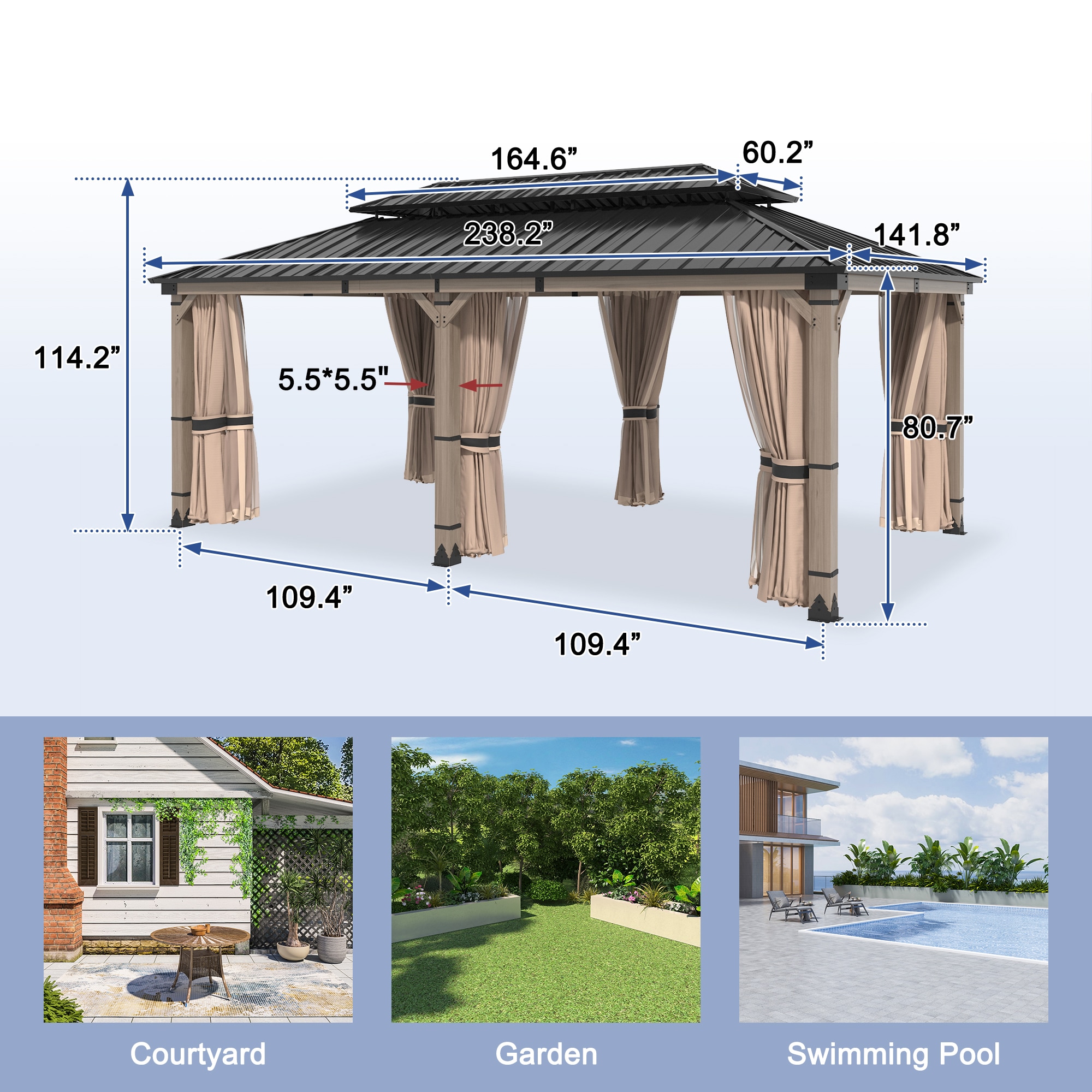 Dimakai DK-06KTSC20S9 Wood-Resin-Gazebos - View #10