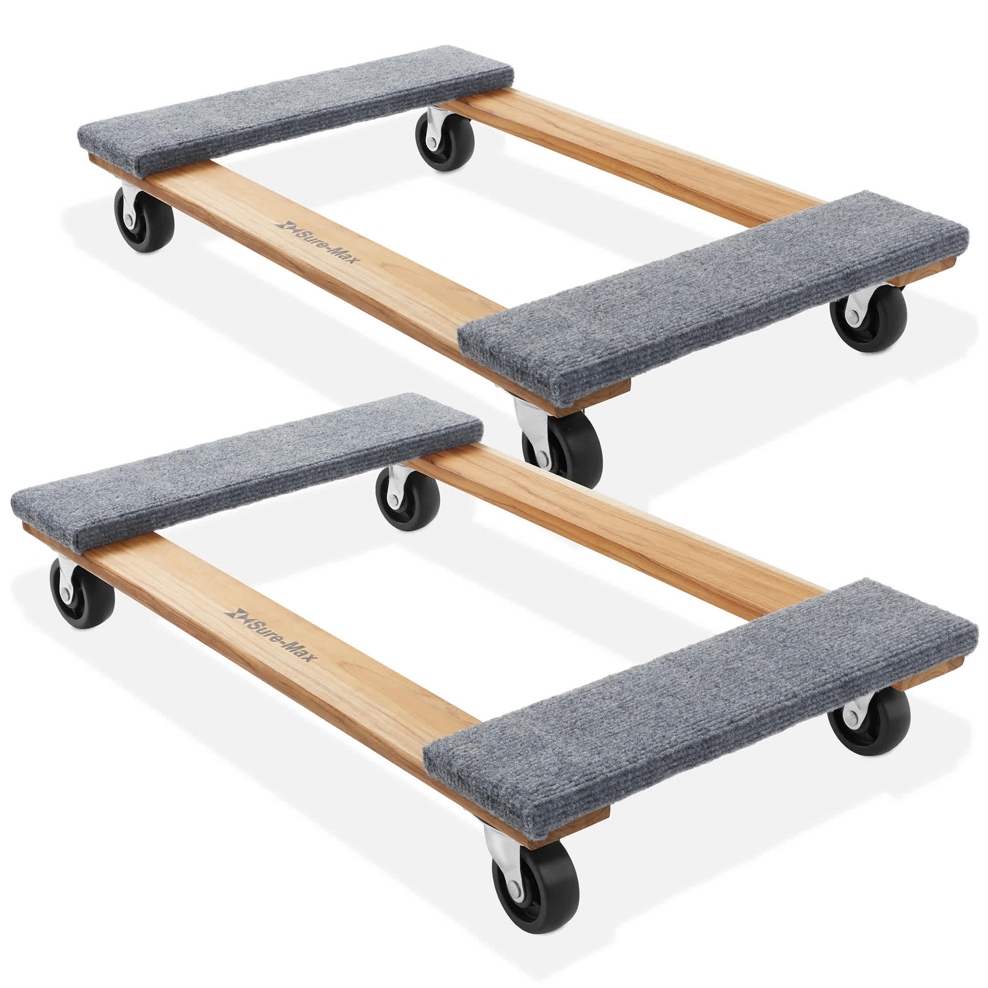 Sure-Max 18 x 30-in Furniture Moving Dolly - 2pk - Hardwood w Swivel Casters #DOLLY-W3018-2.