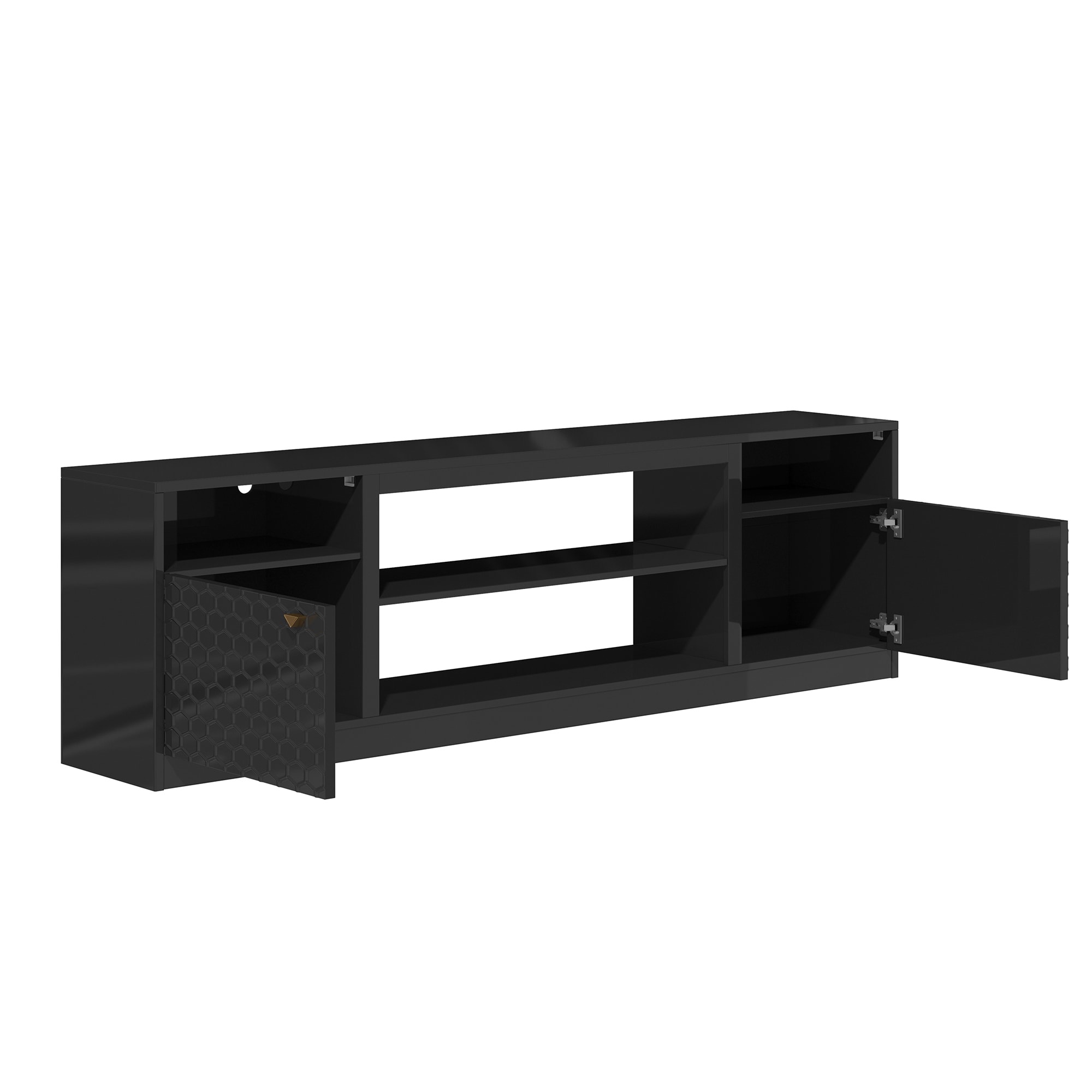 Clihome Modern/Contemporary Black and White Tv Cabinet (Accommodates TVs more than 70-in)