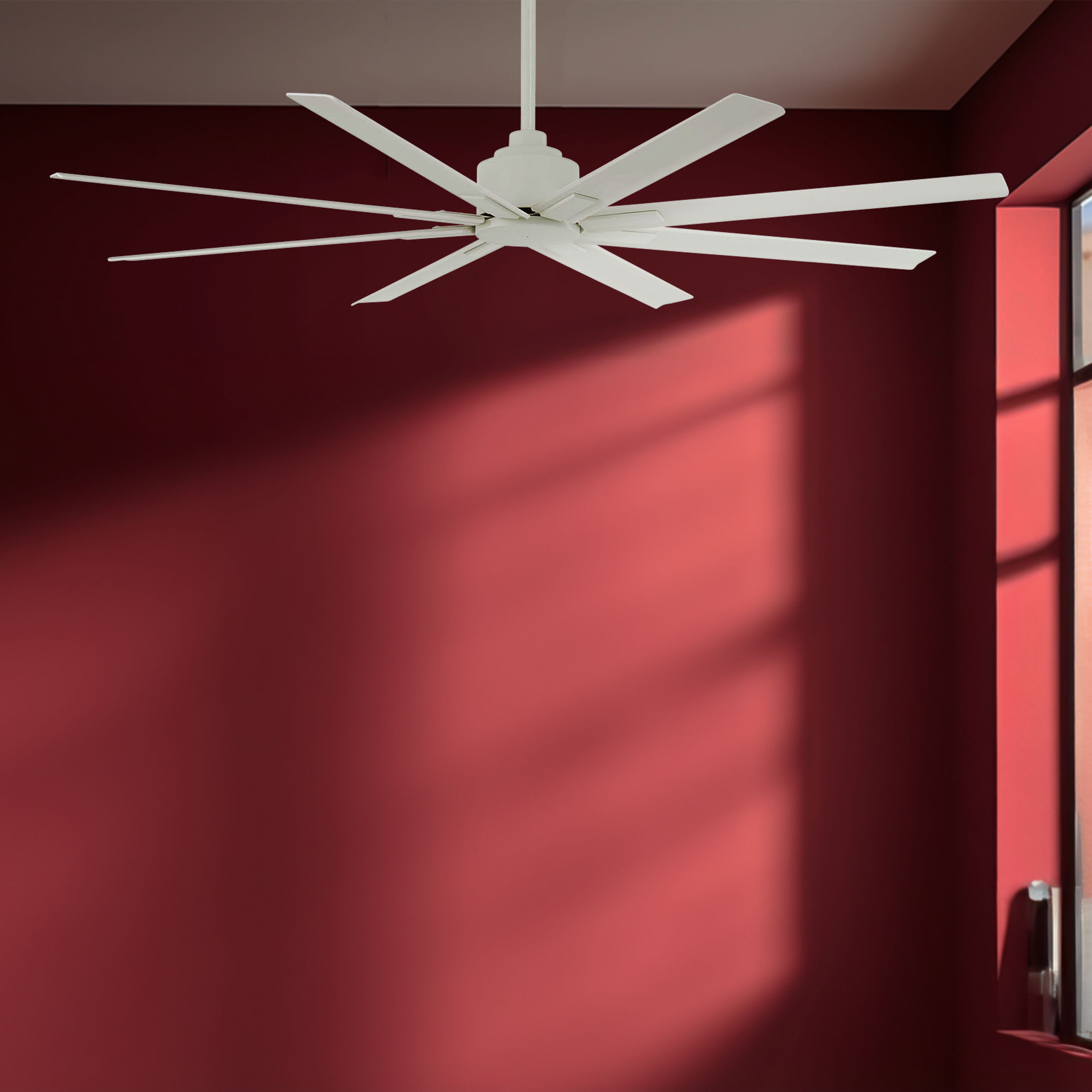 Minka Aire F896-65-WHF 65-in Outdoor Flat White with Flat White Blades Ceiling Fan Without Light - Remote Included ( 8 -Blade )