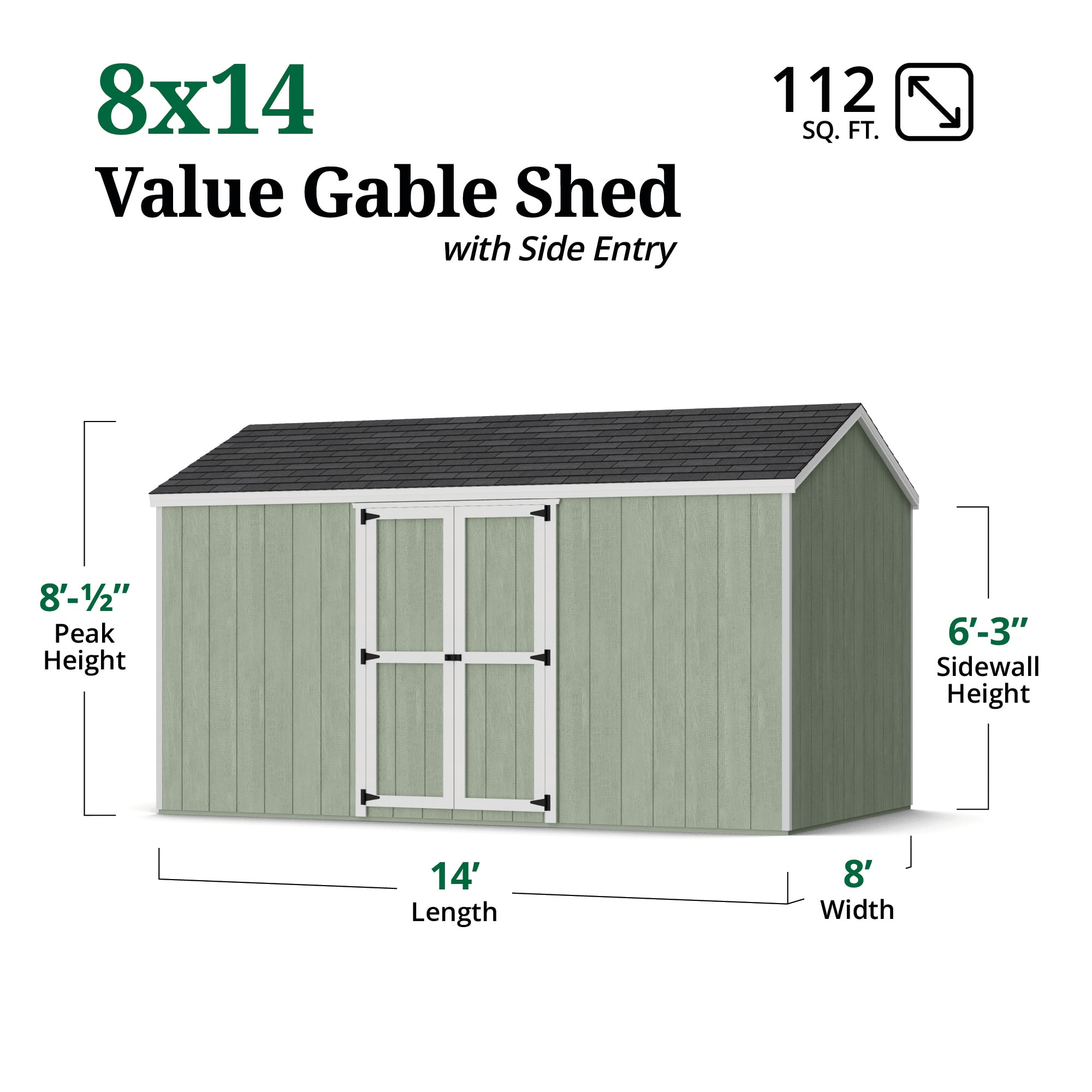 Little Cottage Co 8X14 VGS-SE-PC-FK Wood-Storage-Buildings - View #3