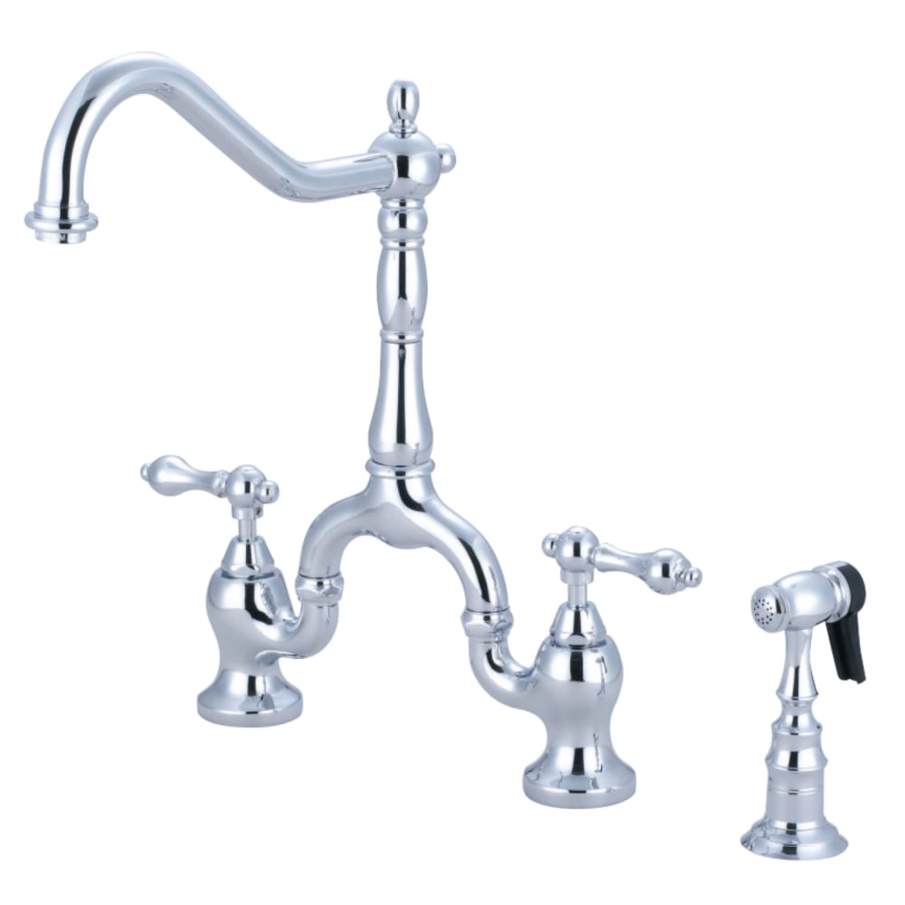 Kingston Brass  KS775.ALBS English Country 1.8 GPM Widespread Bridge Kitchen Faucet  Includes Side Spray