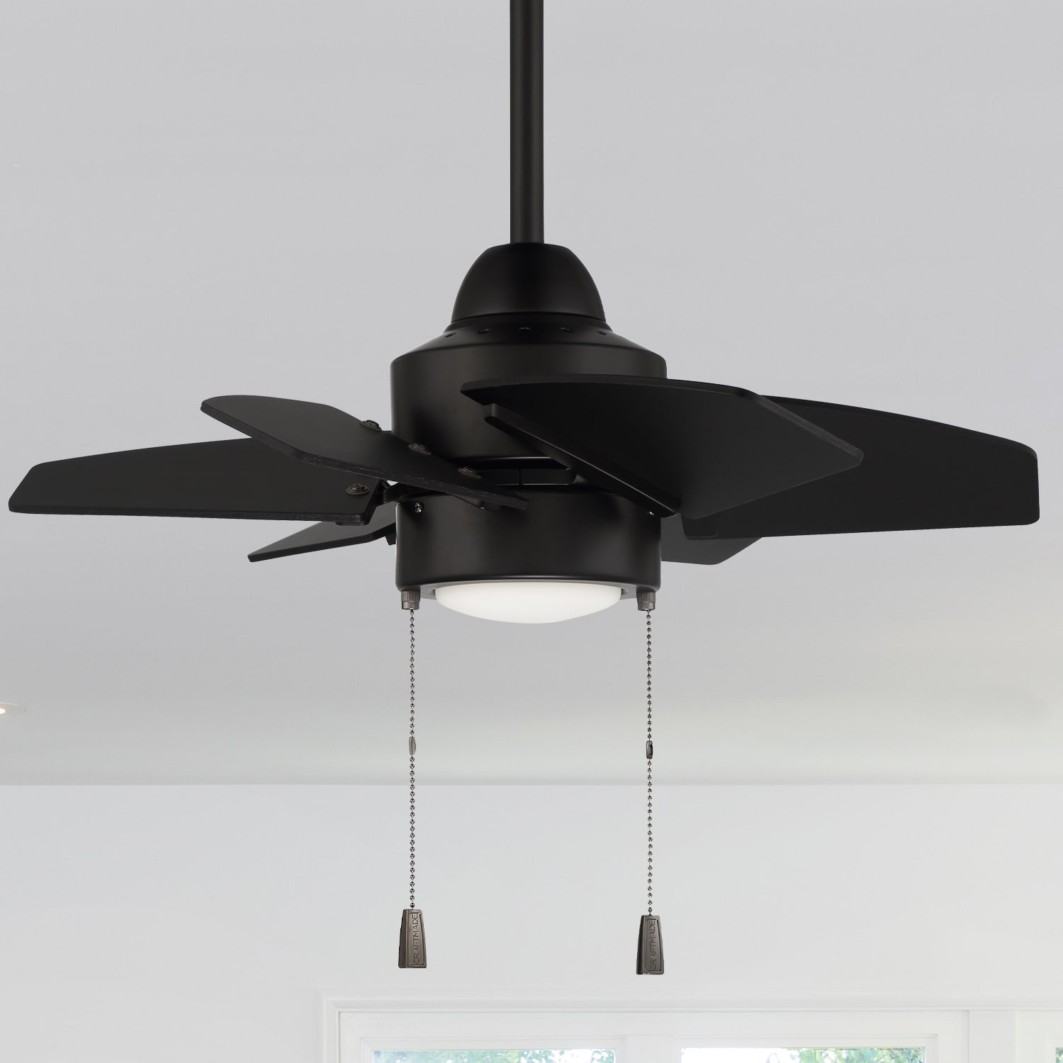 Craftmade PPT24FB6 Propel II 24-in Outdoor Downrod or Flush Mount Flat Black with Flat Black Blades Ceiling Fan With Light ( 6 -Blade )