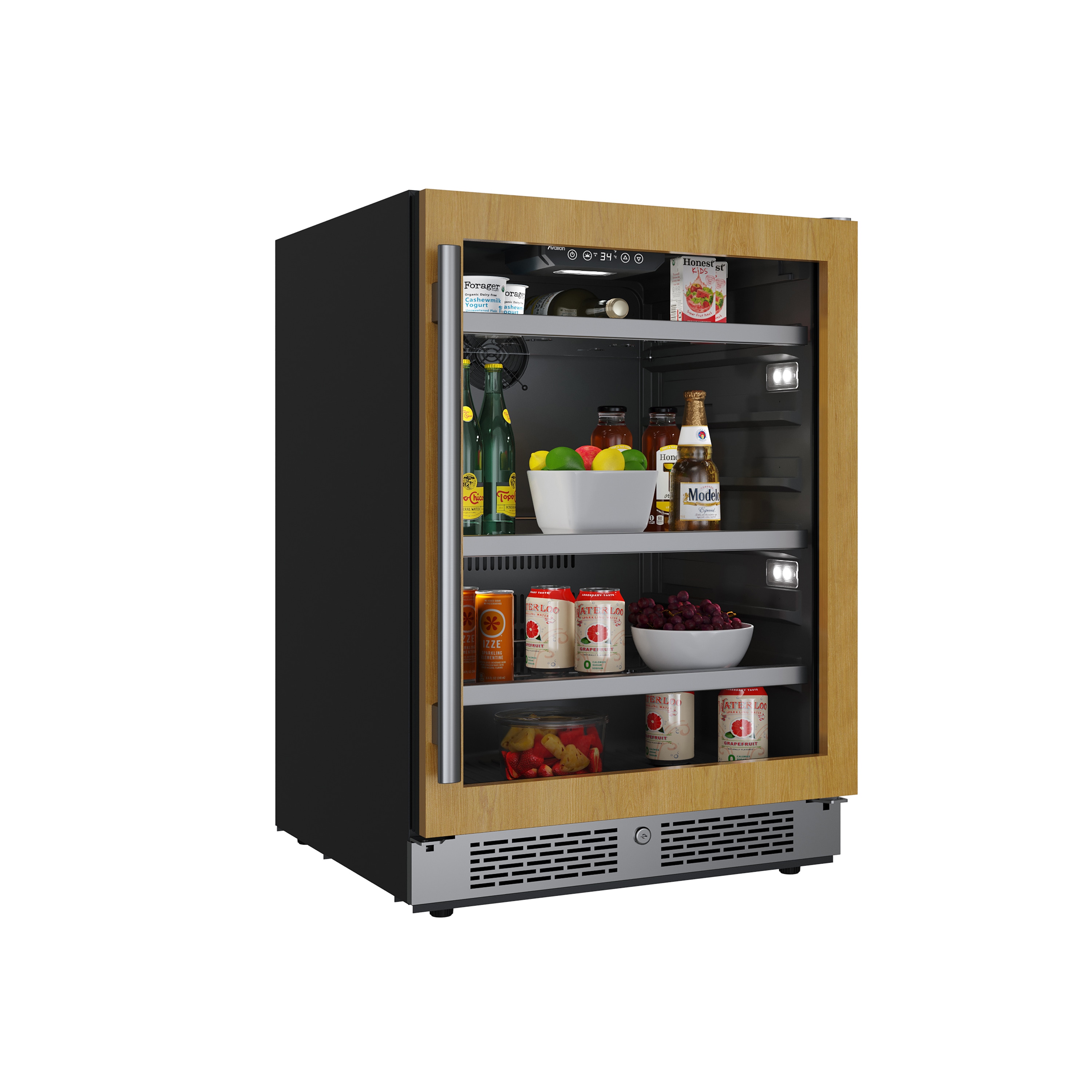 23.8125-in W 140-Can Capacity Panel Ready Glass Freestanding Beverage Refrigerator with Glass Door Stainless Steel in Brown | - Avallon ABR242PRGRH