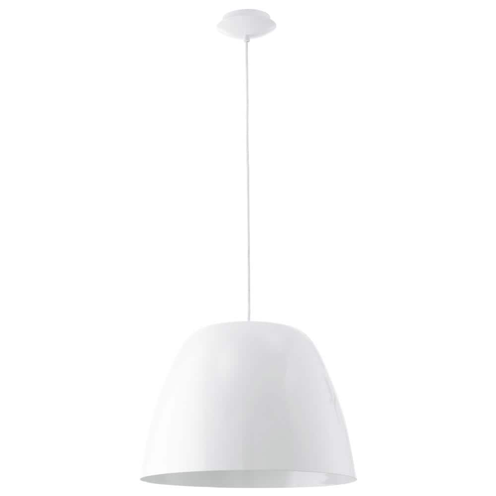 EGLO Coretto Steel/Glossy White Modern/Contemporary Dome Pendant Light ...