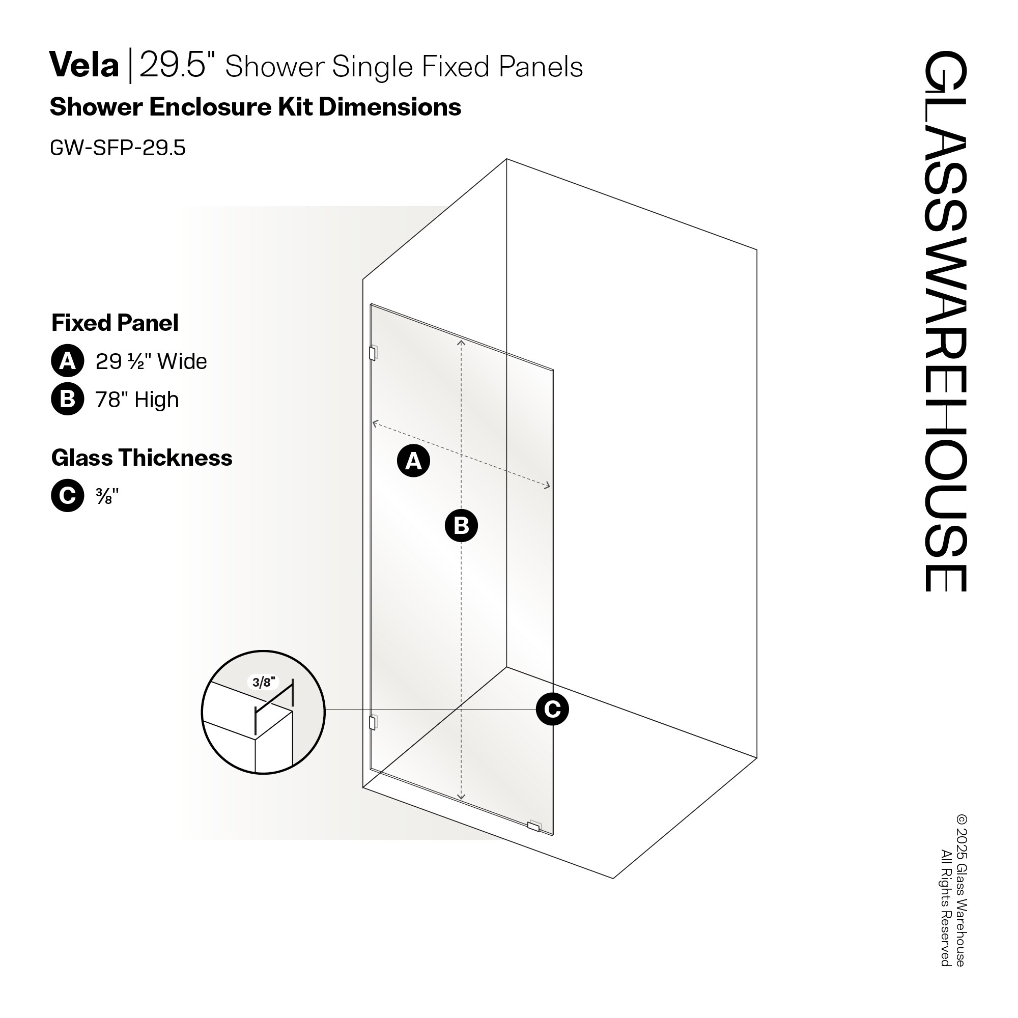 Glass Warehouse GW-SFP-29.5-PB Shower-Doors - View #5