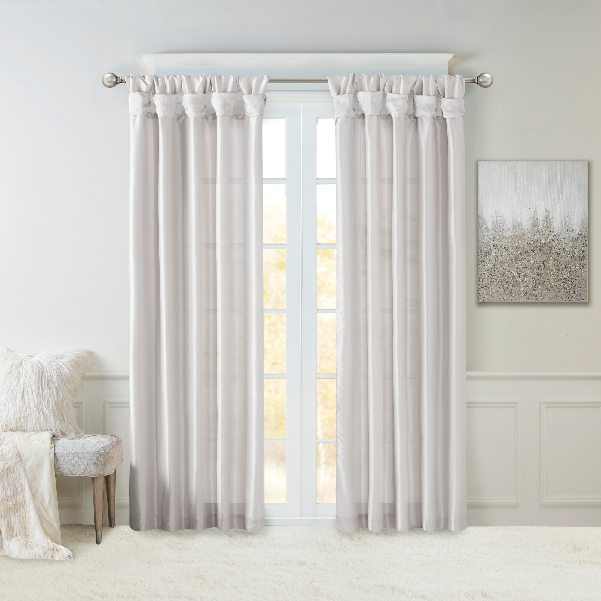 Madison Park MP40-6326 84-Inches Silver Interlined Top tab Single curtain panel