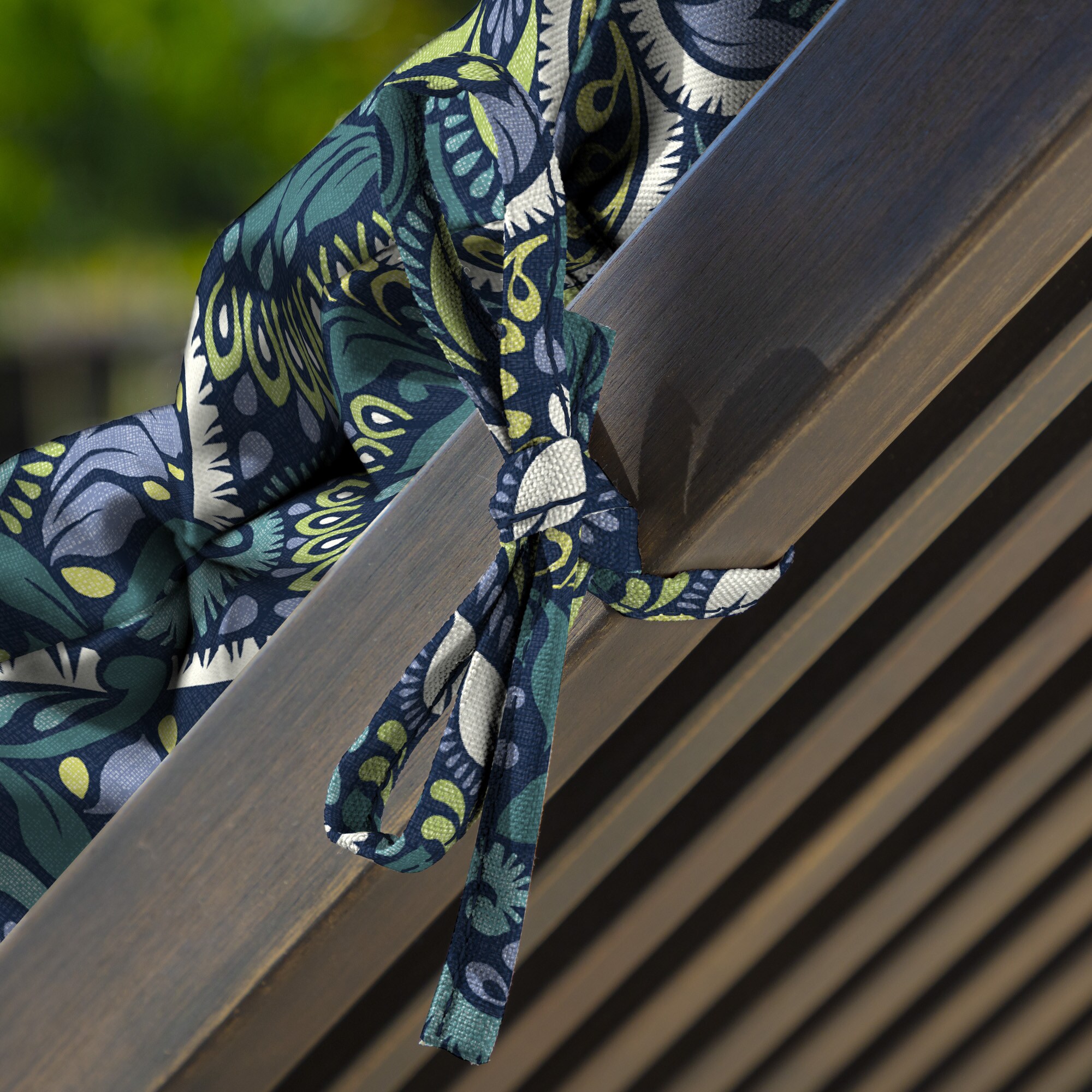 Sapphire Aurora Blue Damask Outdoor Chaise Lounge Cushion