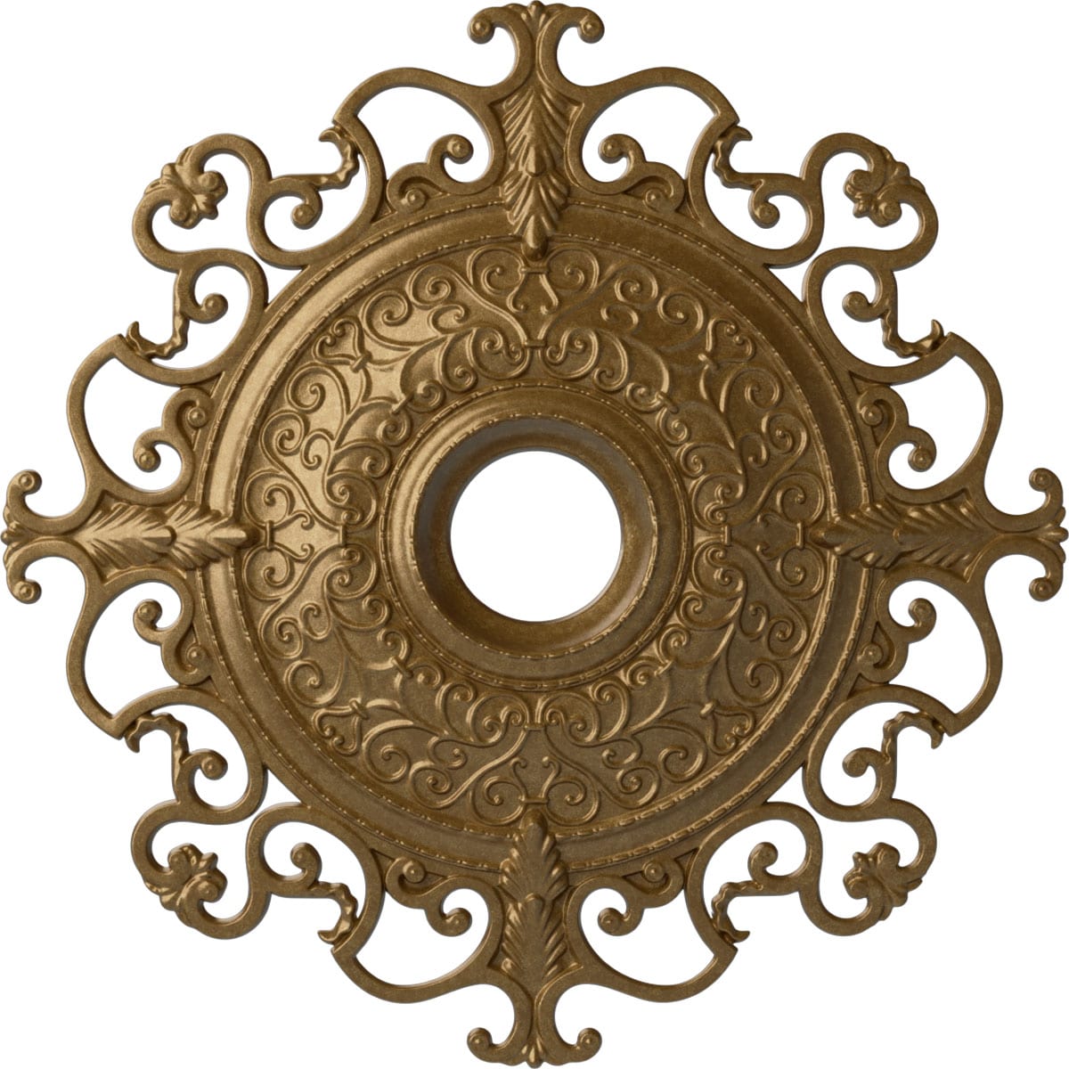 Ekena Millwork CM38OLPAS Orleans 38.375-in W x 38.375-in L Painted Pale Gold Polyurethane Whole Ceiling Medallion