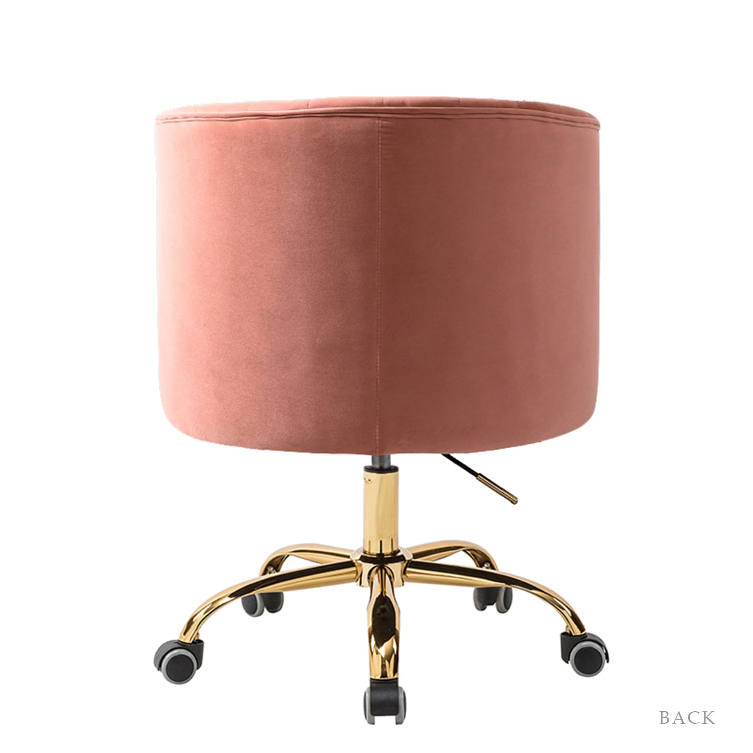 Ergonomic Pink Velvet Swivel Office Chair with Gold Metal Legs