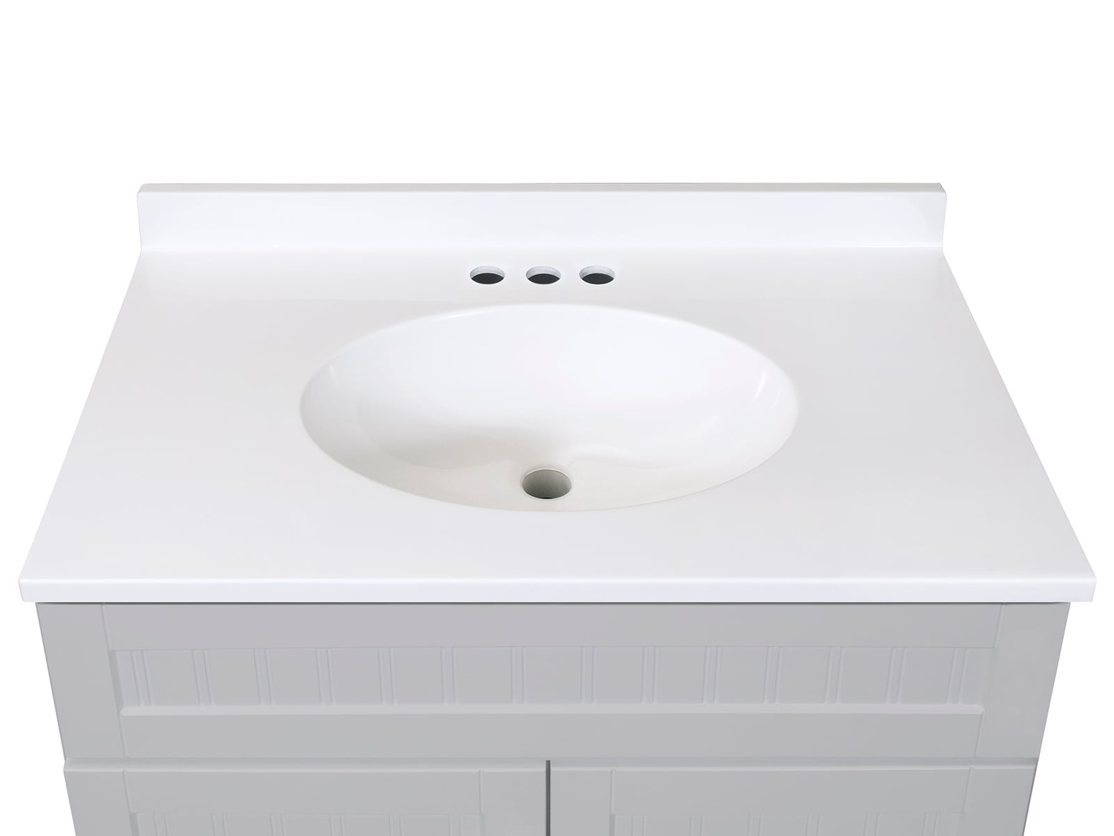 Doveton 30 in. W x 19 in. D x 34 in. H Single Sink Bath Vanity in White  with White Engineered Marble Top