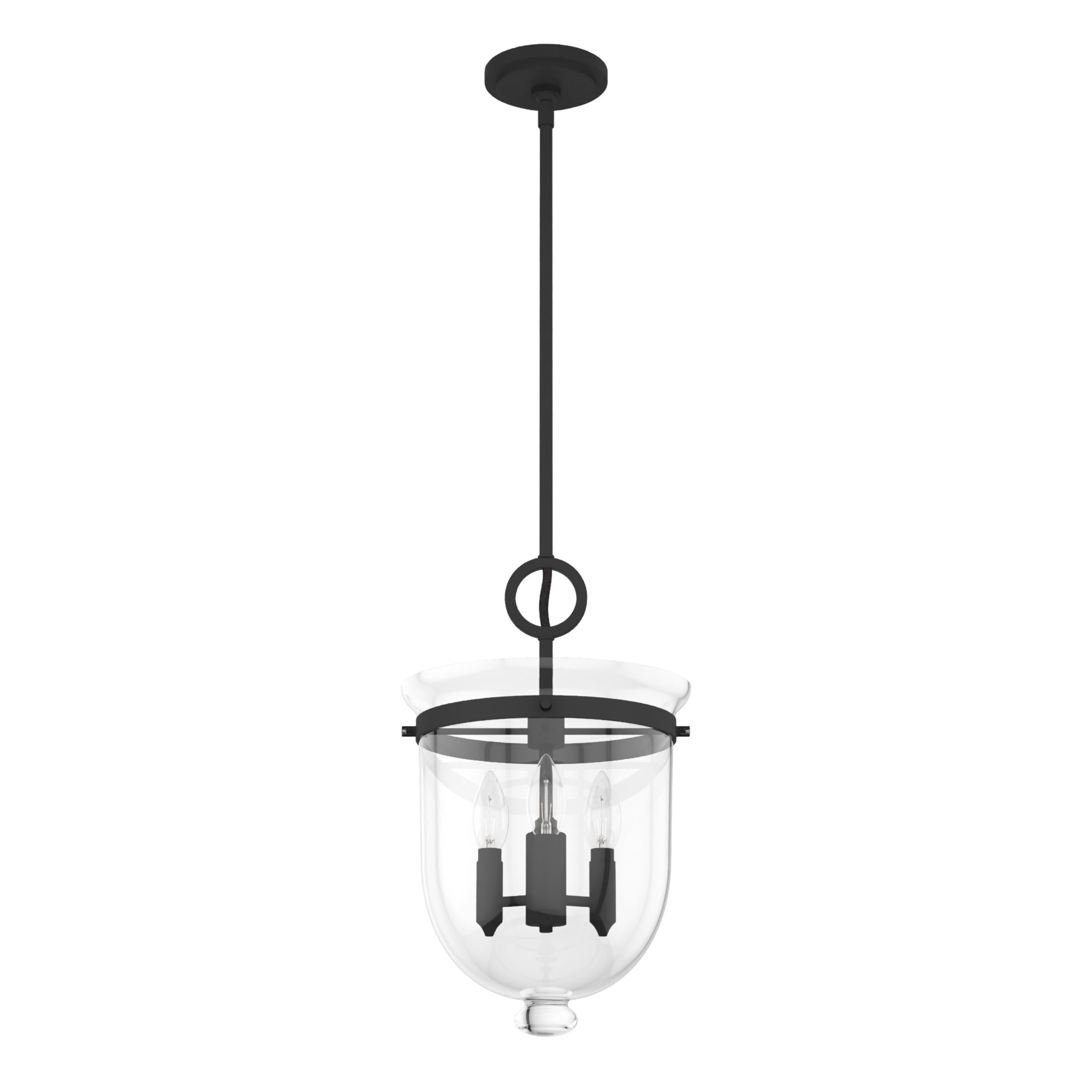 Hunter Belltown 4-Light Natural Iron Transitional Clear Glass Urn LED Medium Hanging Pendant Light