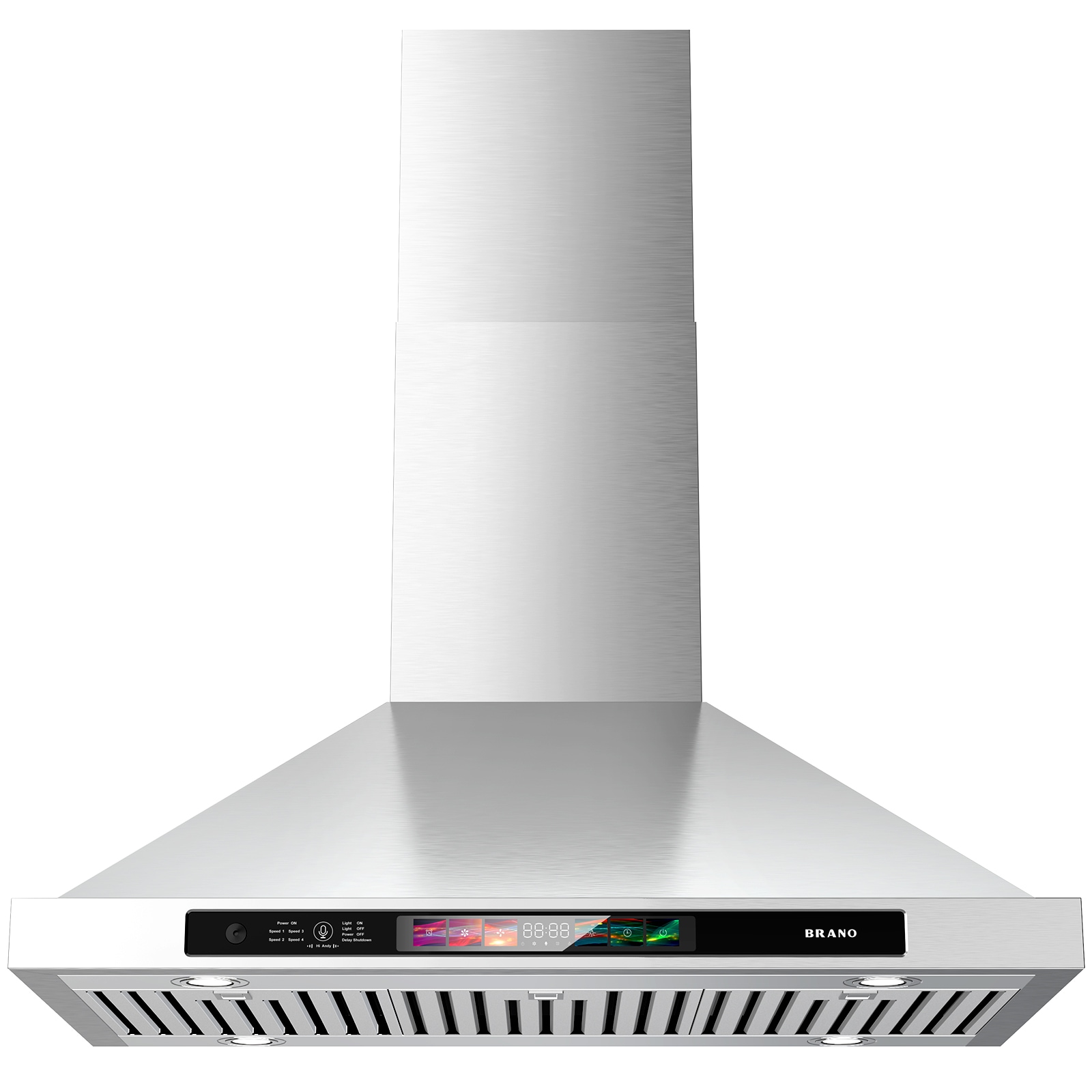 Damerin IU-RD09 36 inch Convertible 900-CFM Sliver Wall-Mounted Range Hood with Charcoal Filter